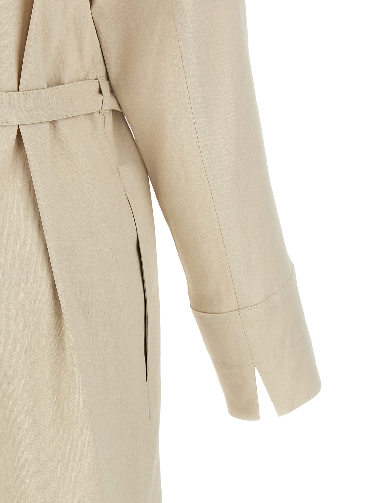 Max Mara Langes beiges Leinenkleid
