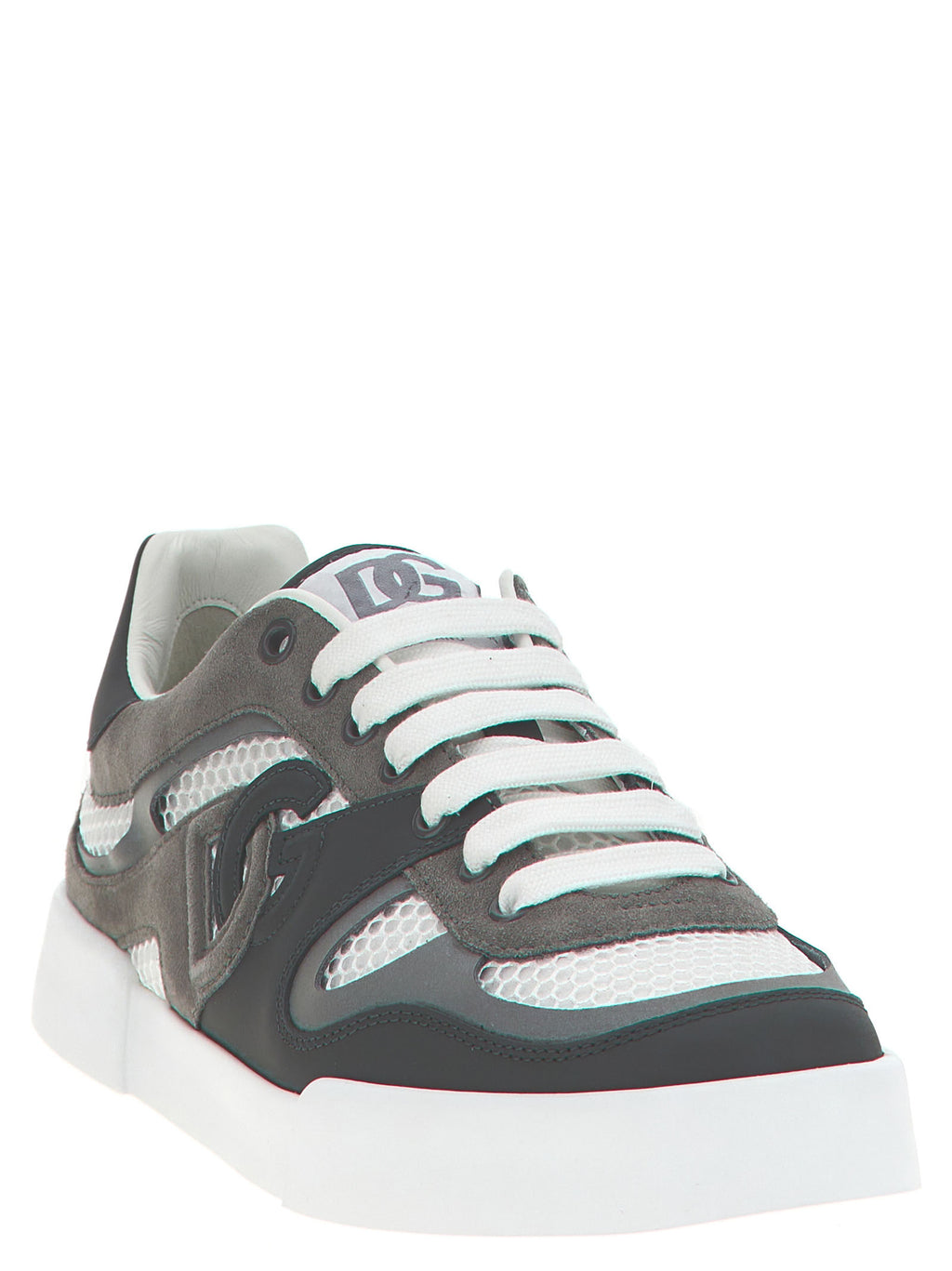 Dolce & Gabbana Graue Kalbsleder-Sneaker im Athletic-Stil