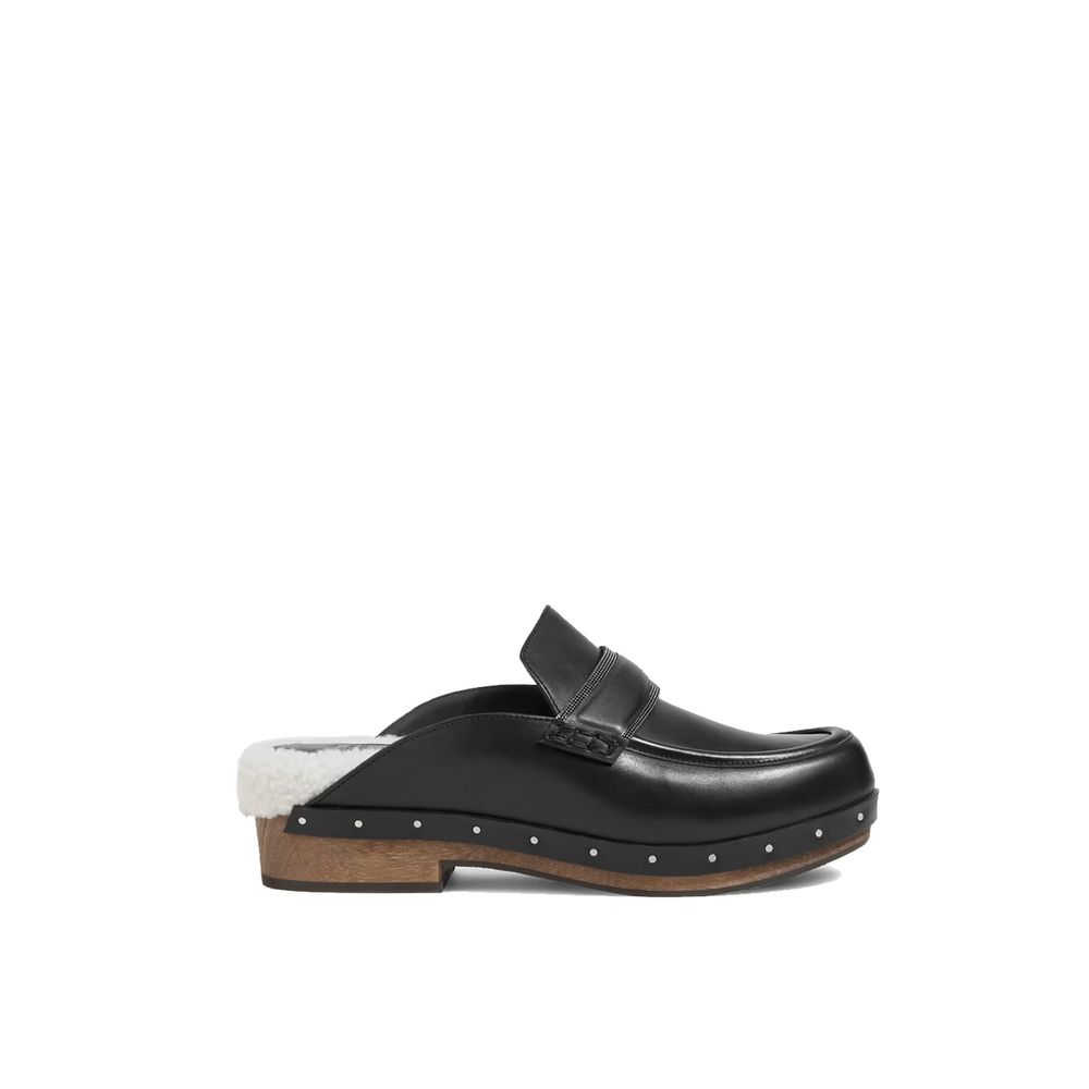 Brunello Cucinelli Schwarze Mules aus Leder
