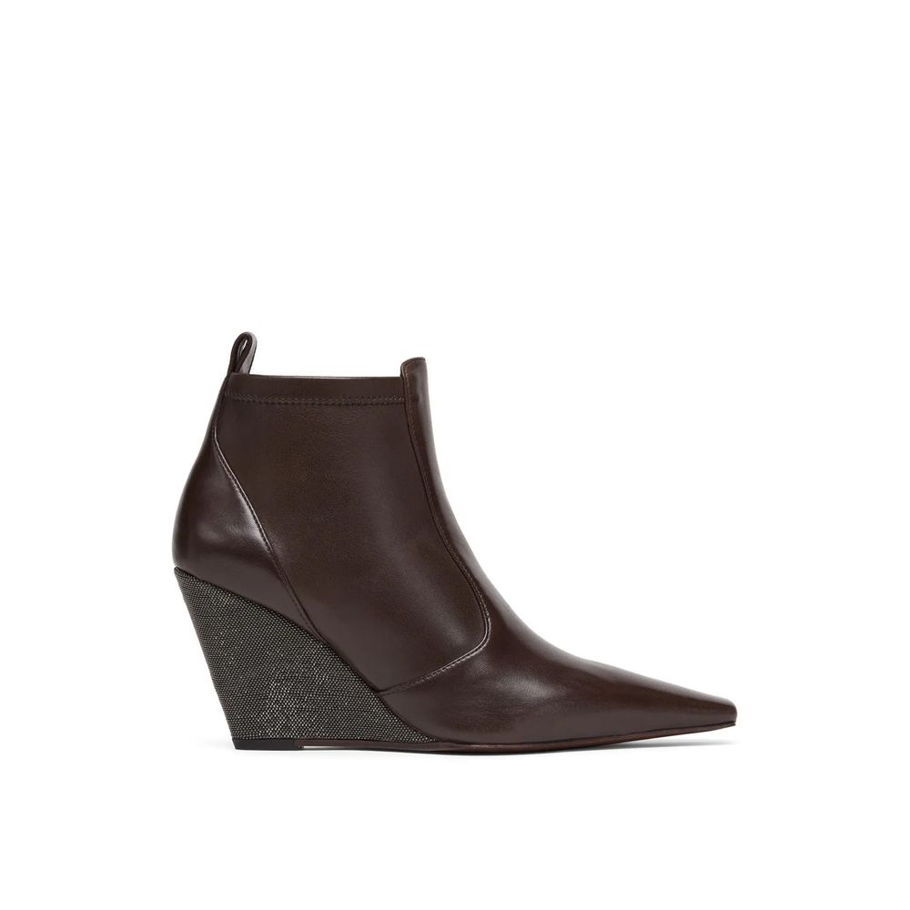 Brunello Cucinelli Braune Lederstiefeletten