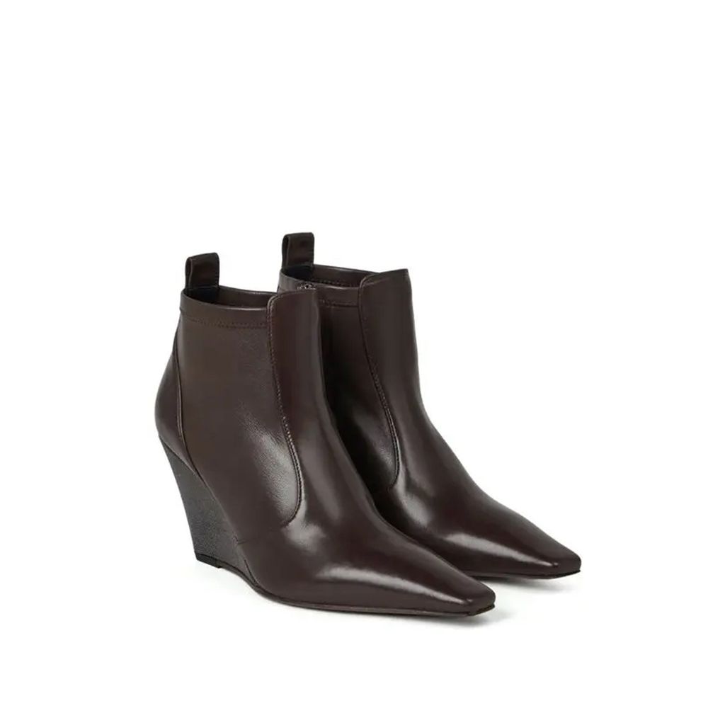 Brunello Cucinelli Braune Lederstiefeletten