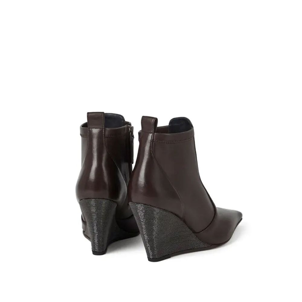 Brunello Cucinelli Braune Lederstiefeletten