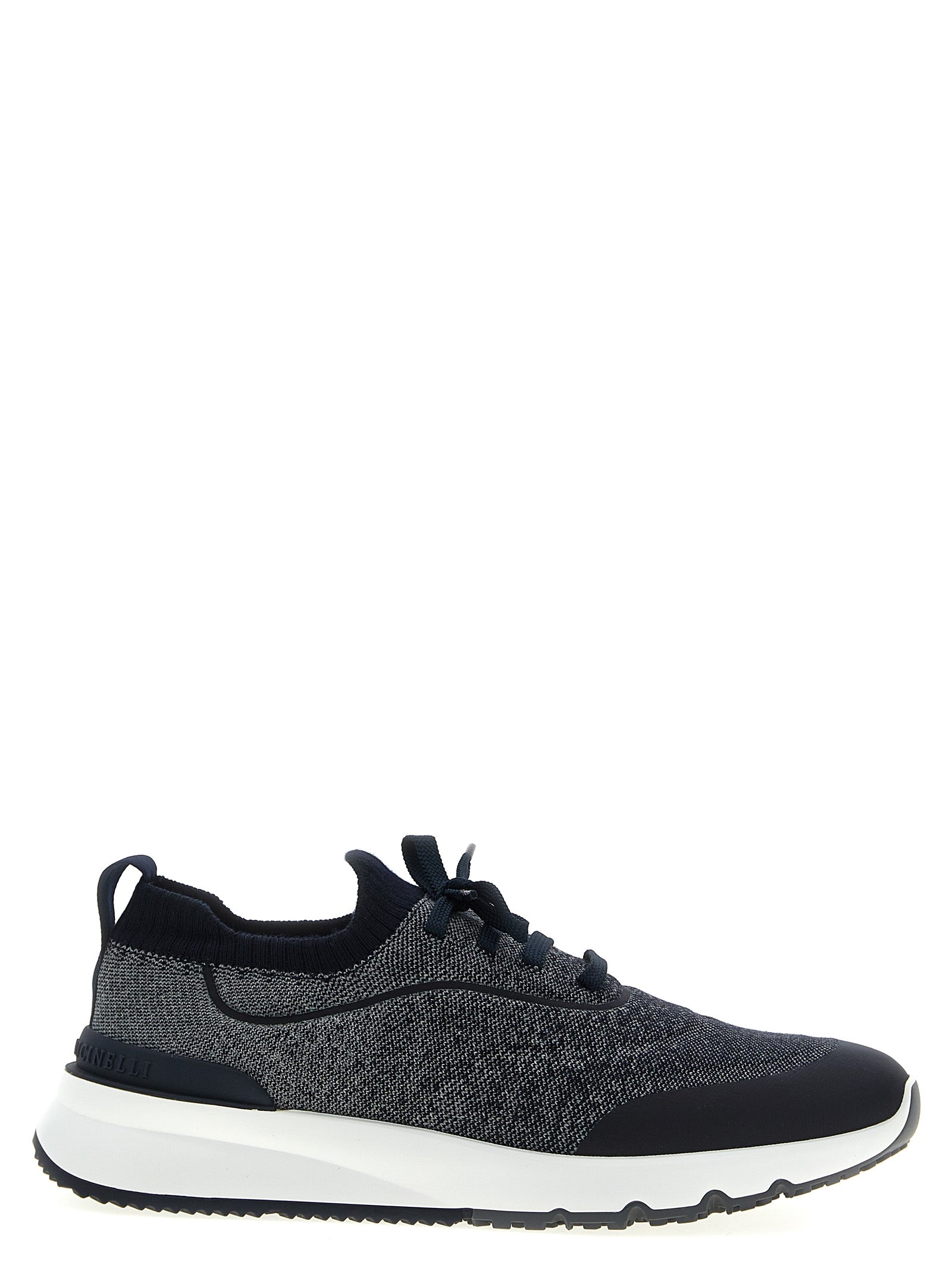 Brunello Cucinelli Blaue Baumwoll-Sneaker im Athletic-Stil