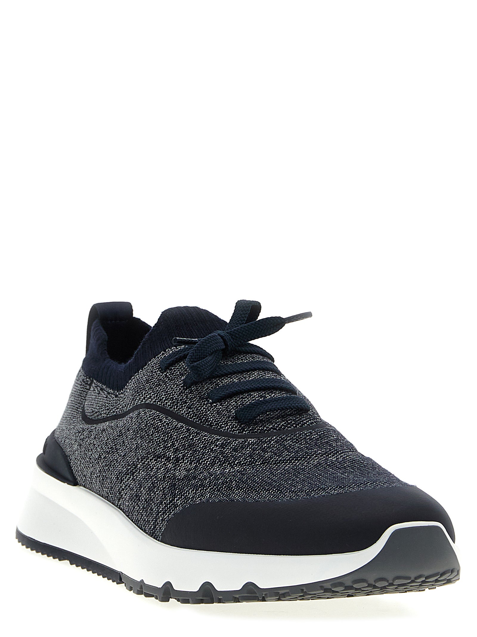Brunello Cucinelli Blaue Baumwoll-Sneaker im Athletic-Stil