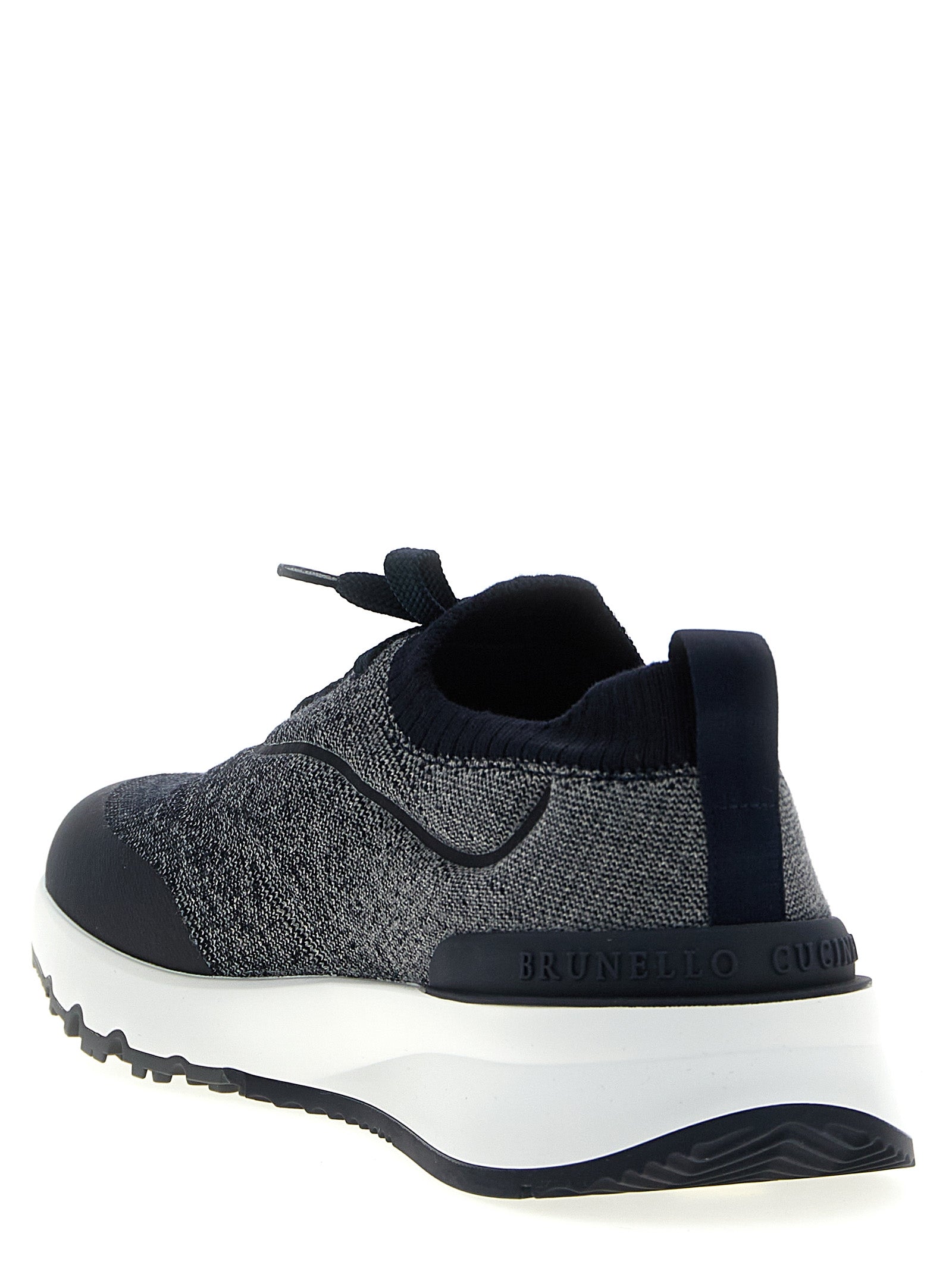 Brunello Cucinelli Blaue Baumwoll-Sneaker im Athletic-Stil