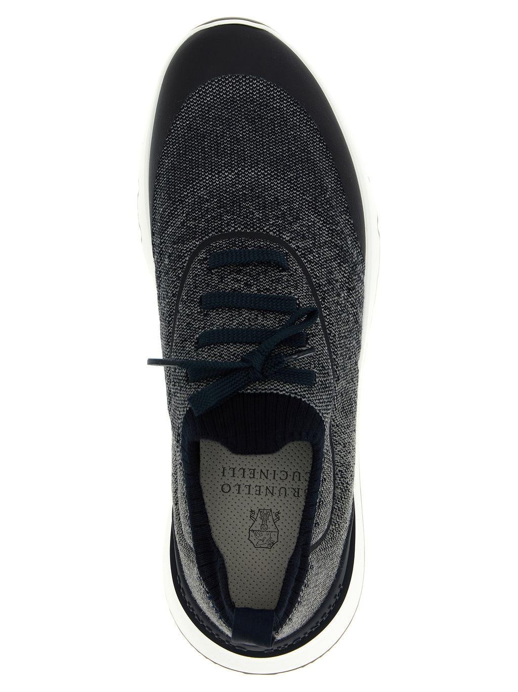 Brunello Cucinelli Blaue Baumwoll-Sneaker im Athletic-Stil