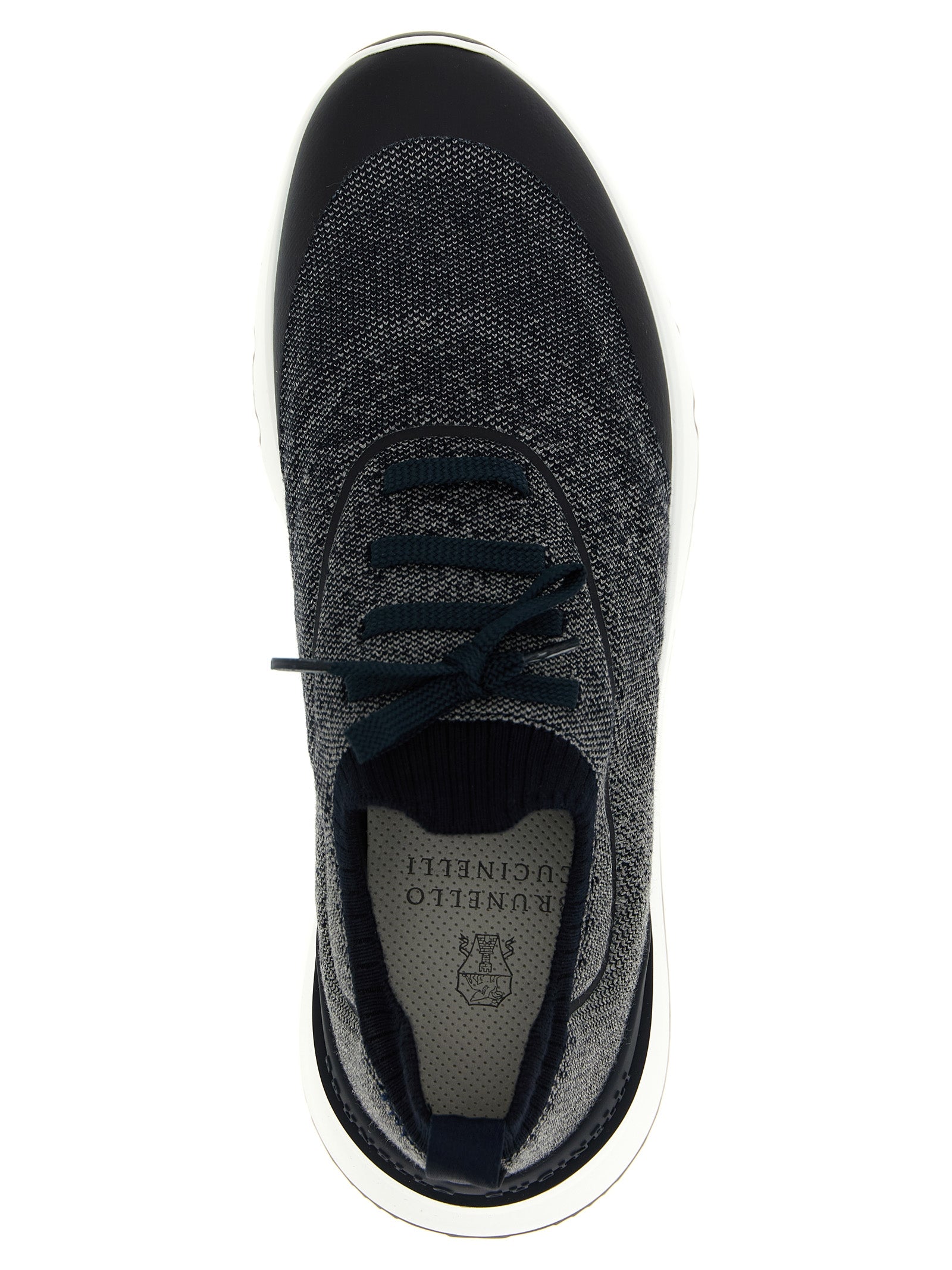 Brunello Cucinelli Blaue Baumwoll-Sneaker im Athletic-Stil