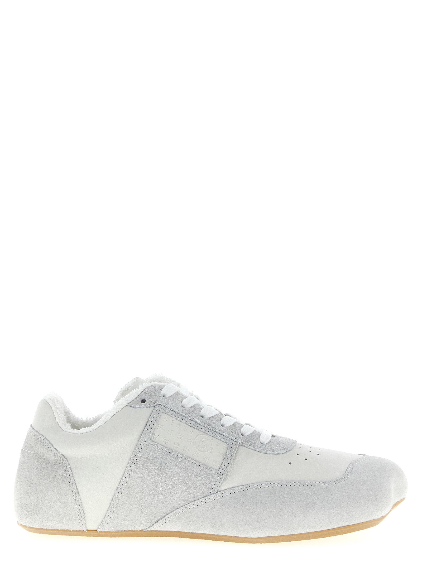 MM6 Maison Margiela Weiße Kalbsleder-Sneaker im Athletic-Look