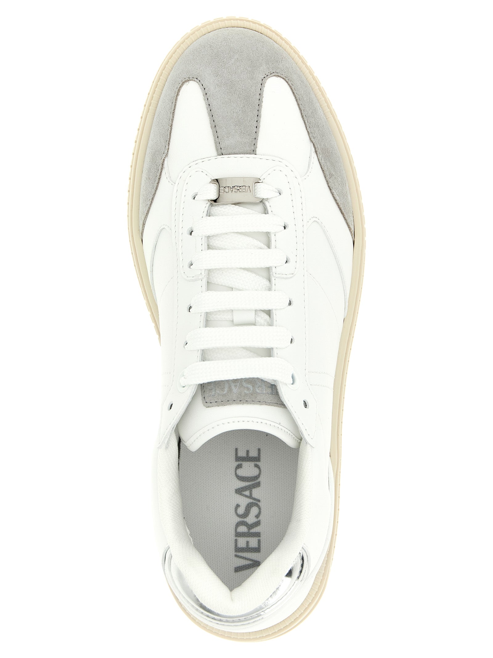 Versace Weiße Low-Top-Sneaker aus Kalbsleder für Herren