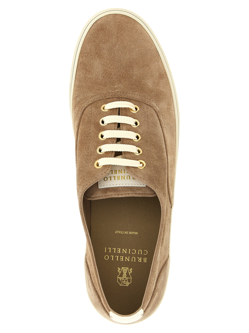 Brunello Cucinelli Beige Kalbsleder Low-Top-Sneaker
