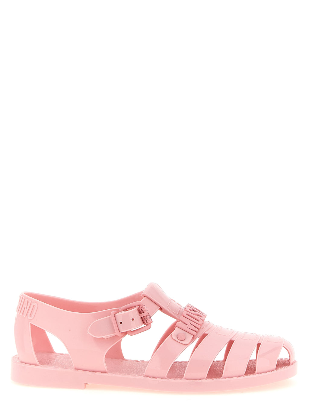 Moschino Mehrfarbige PVC-Sandalen mit flachem Absatz