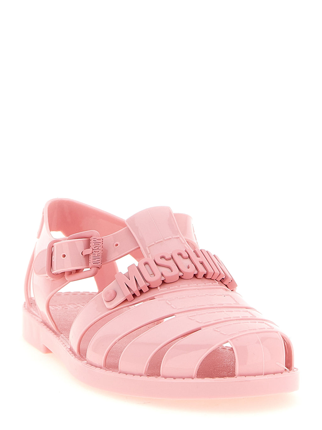 Moschino Mehrfarbige PVC-Sandalen mit flachem Absatz