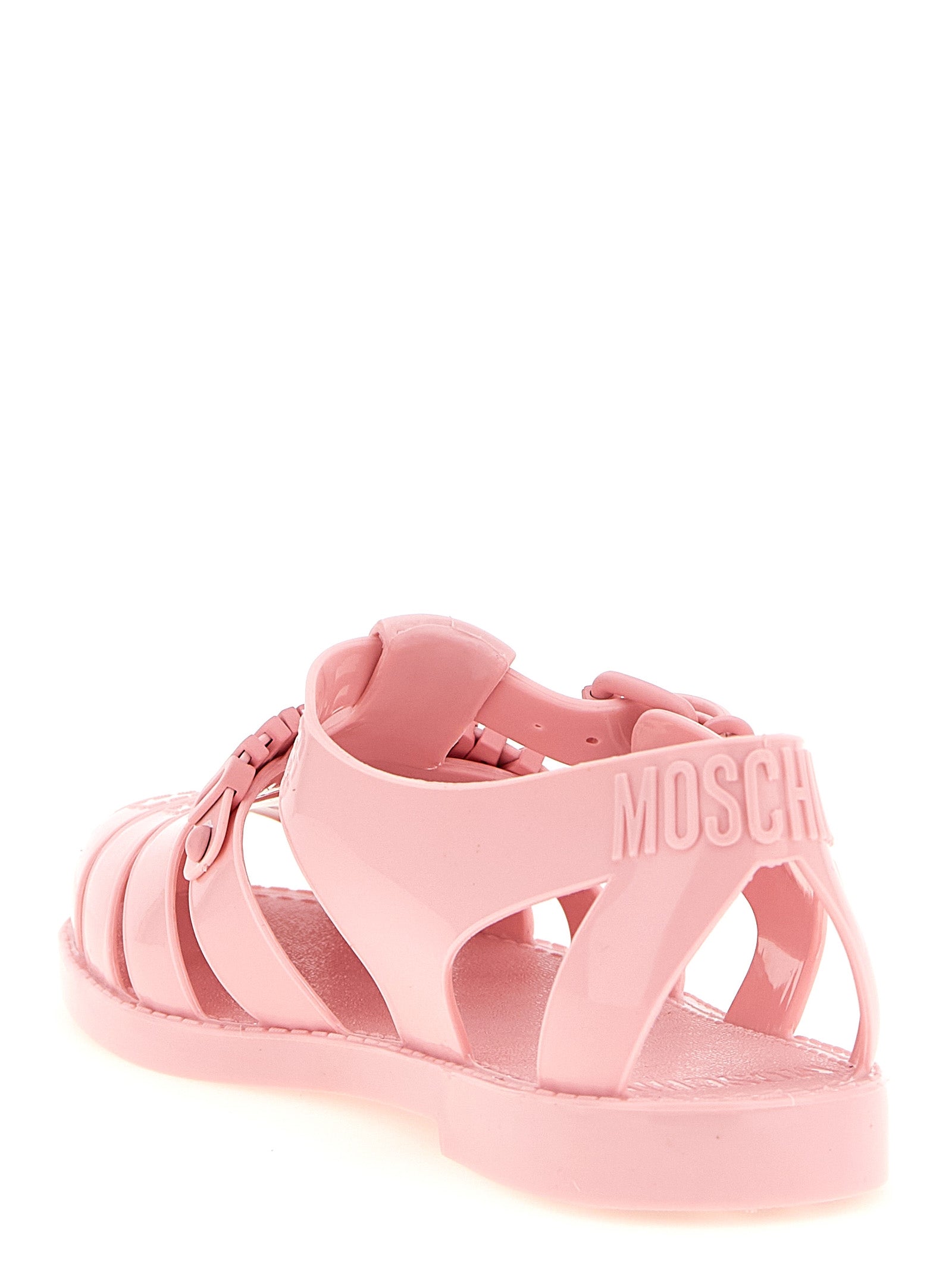 Moschino Mehrfarbige PVC-Sandalen mit flachem Absatz