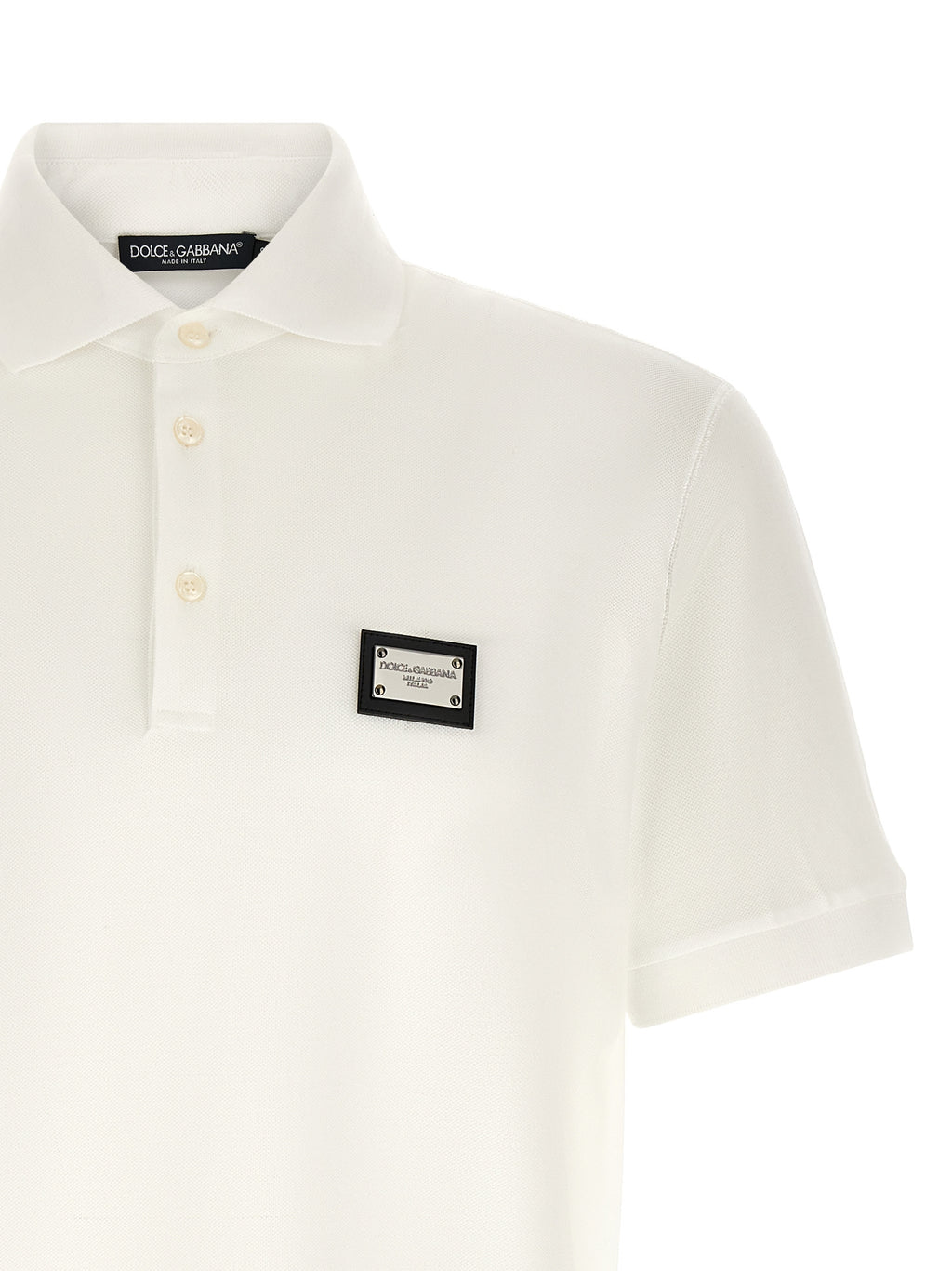 Dolce&Gabbana-Weißes Poloshirt aus Baumwolle