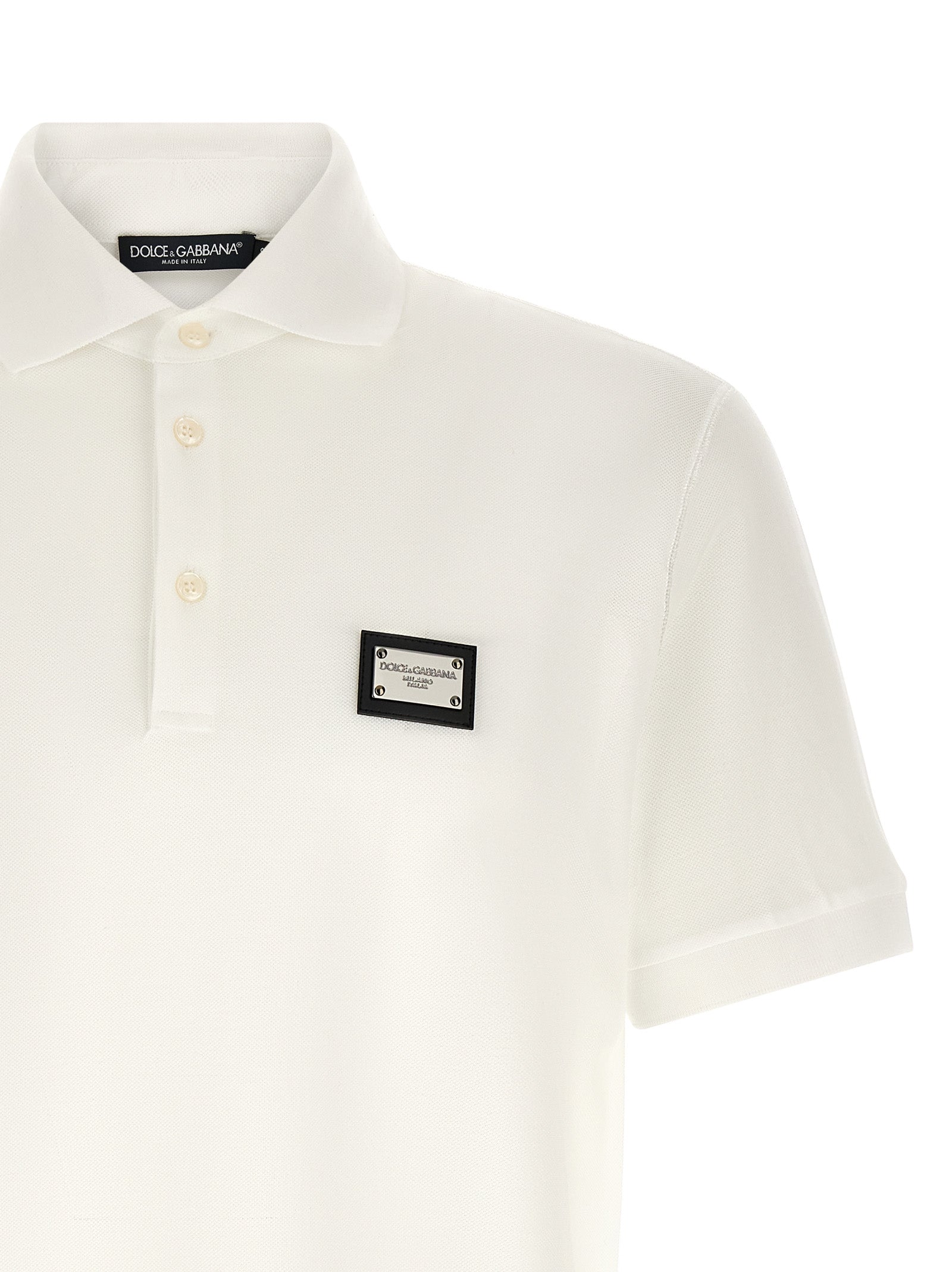 Dolce&Gabbana-Weißes Poloshirt aus Baumwolle