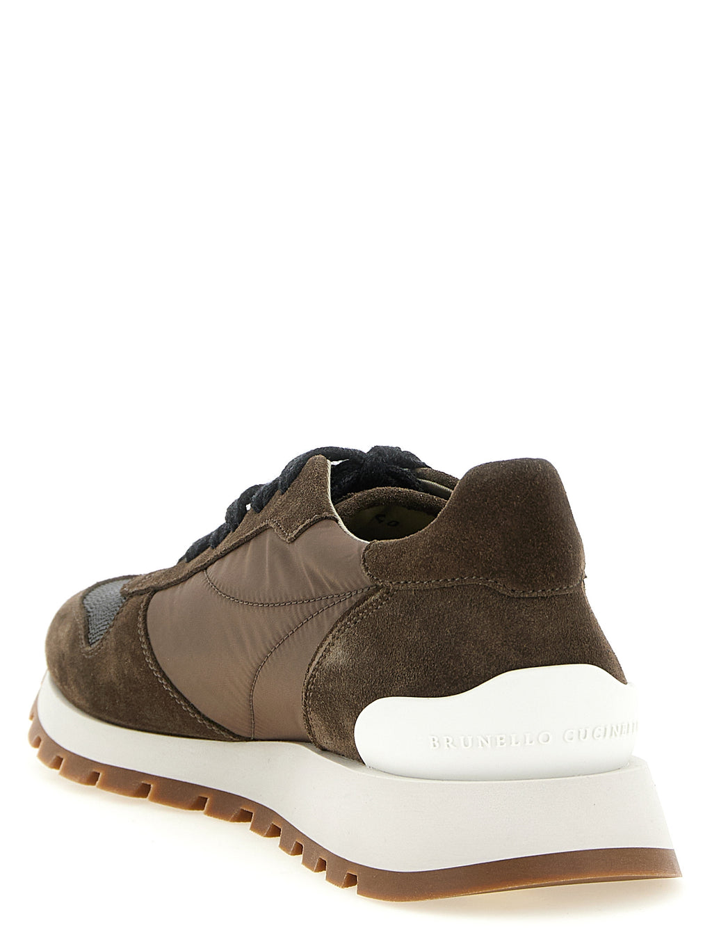 Brunello Cucinelli Zweifarbige Kalbsleder-Sneaker im Athletic-Stil