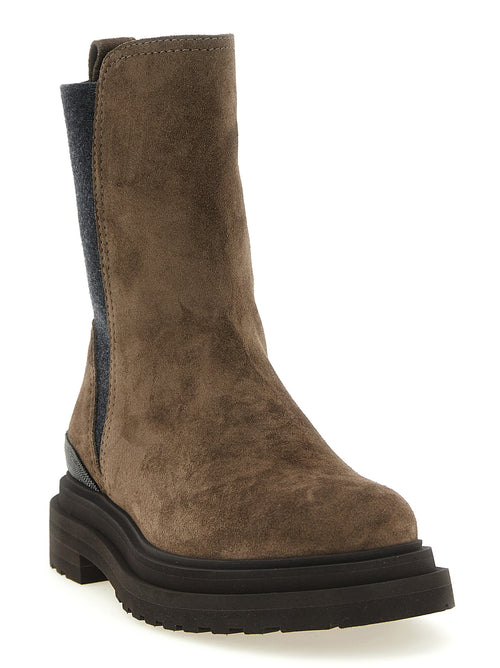 Brunello Cucinelli Ankle Boots aus braunem Kalbsleder