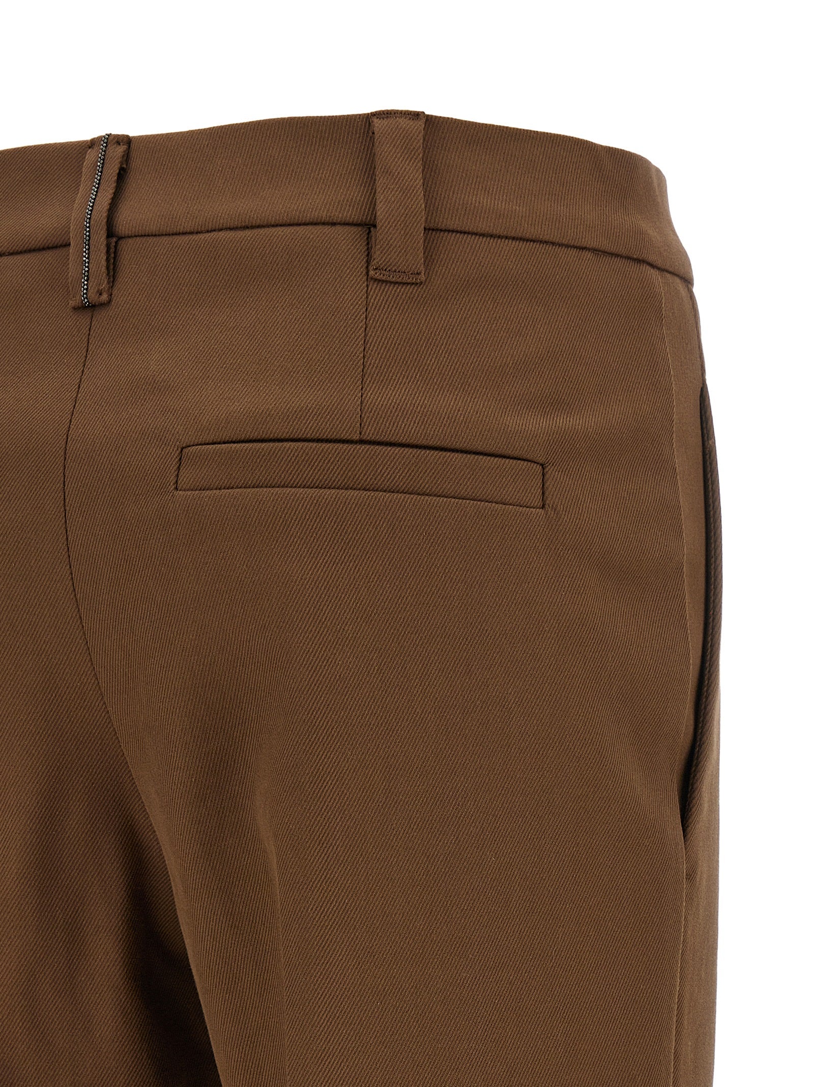 Brunello Cucinelli Braune Baumwoll-Cropped-Hose