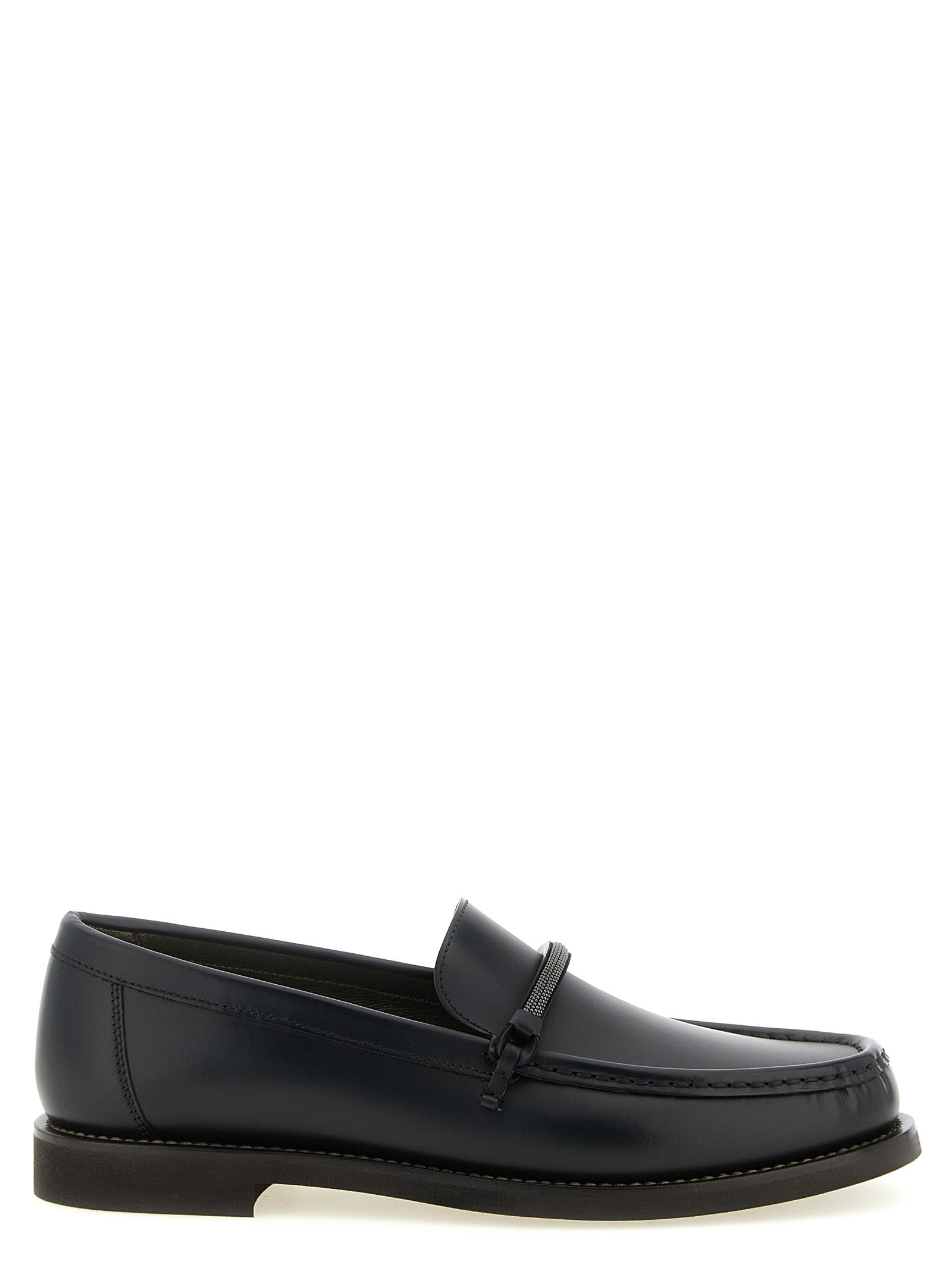 Brunello Cucinelli Schwarze Loafer aus Kalbsleder zum Hineinschlüpfen