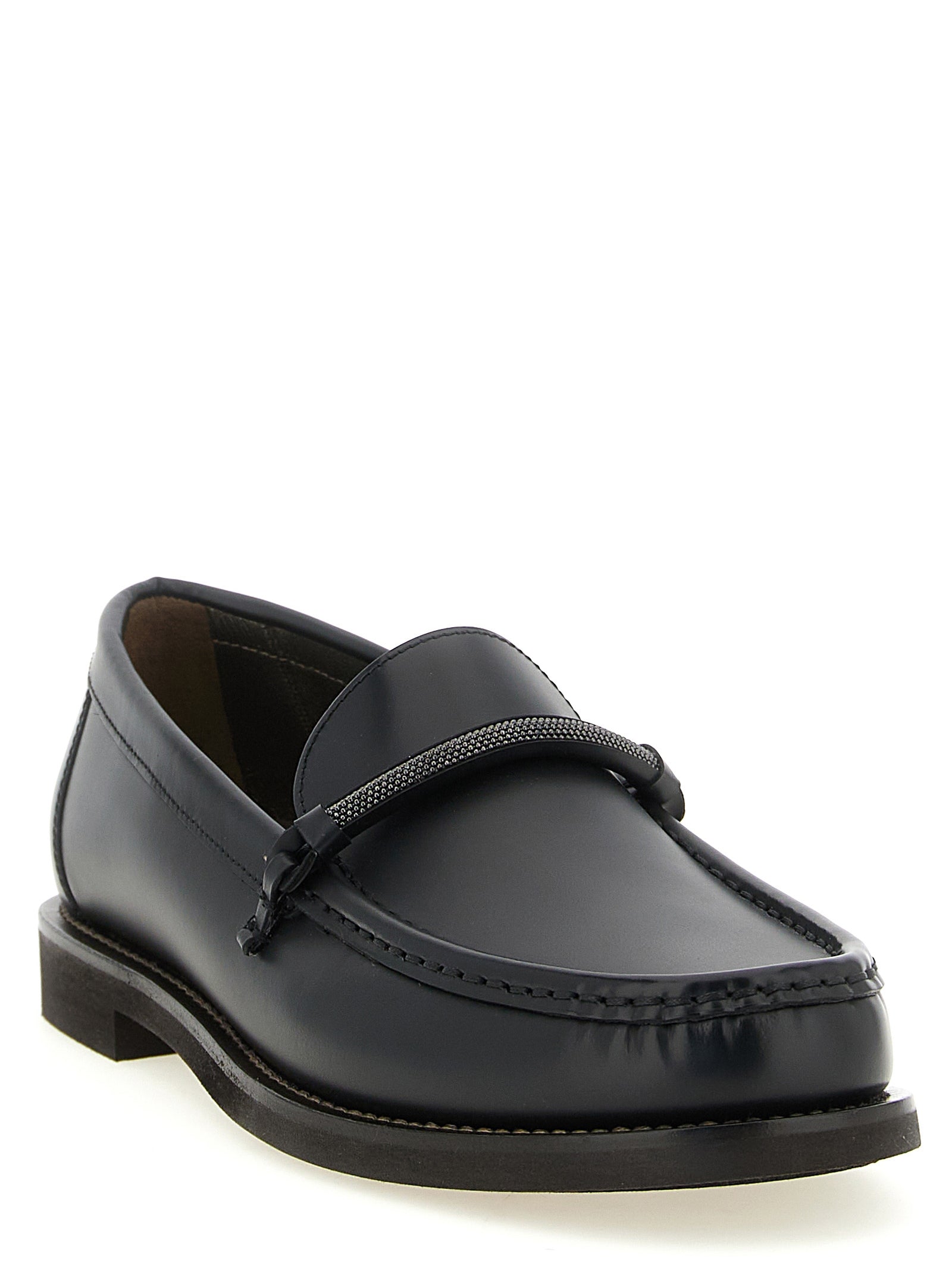 Brunello Cucinelli Schwarze Loafer aus Kalbsleder zum Hineinschlüpfen