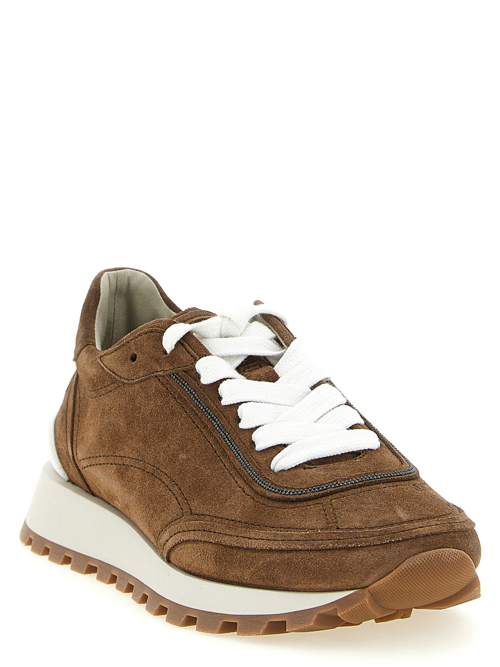 Brunello Cucinelli Sneakers aus braunem Kalbsleder