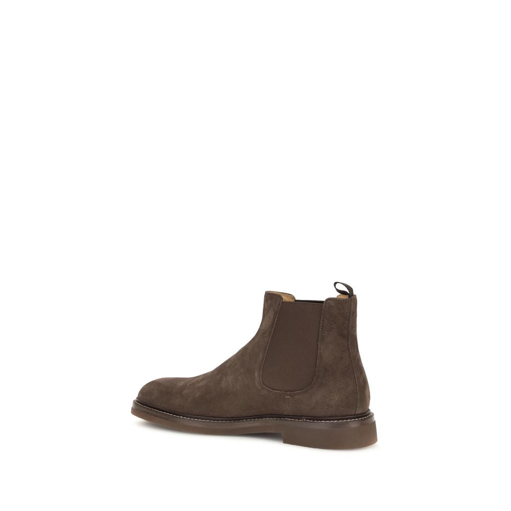 Brunello Cucinelli Braune Kalbshaut Bos Taurus Chelsea-Boots