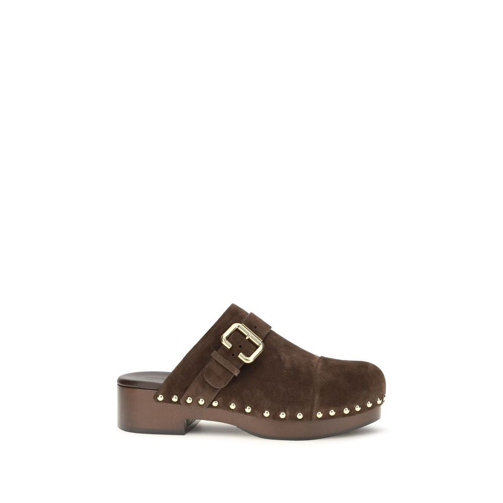 Chloé Braune Kalbsleder Bos Taurus Clogs