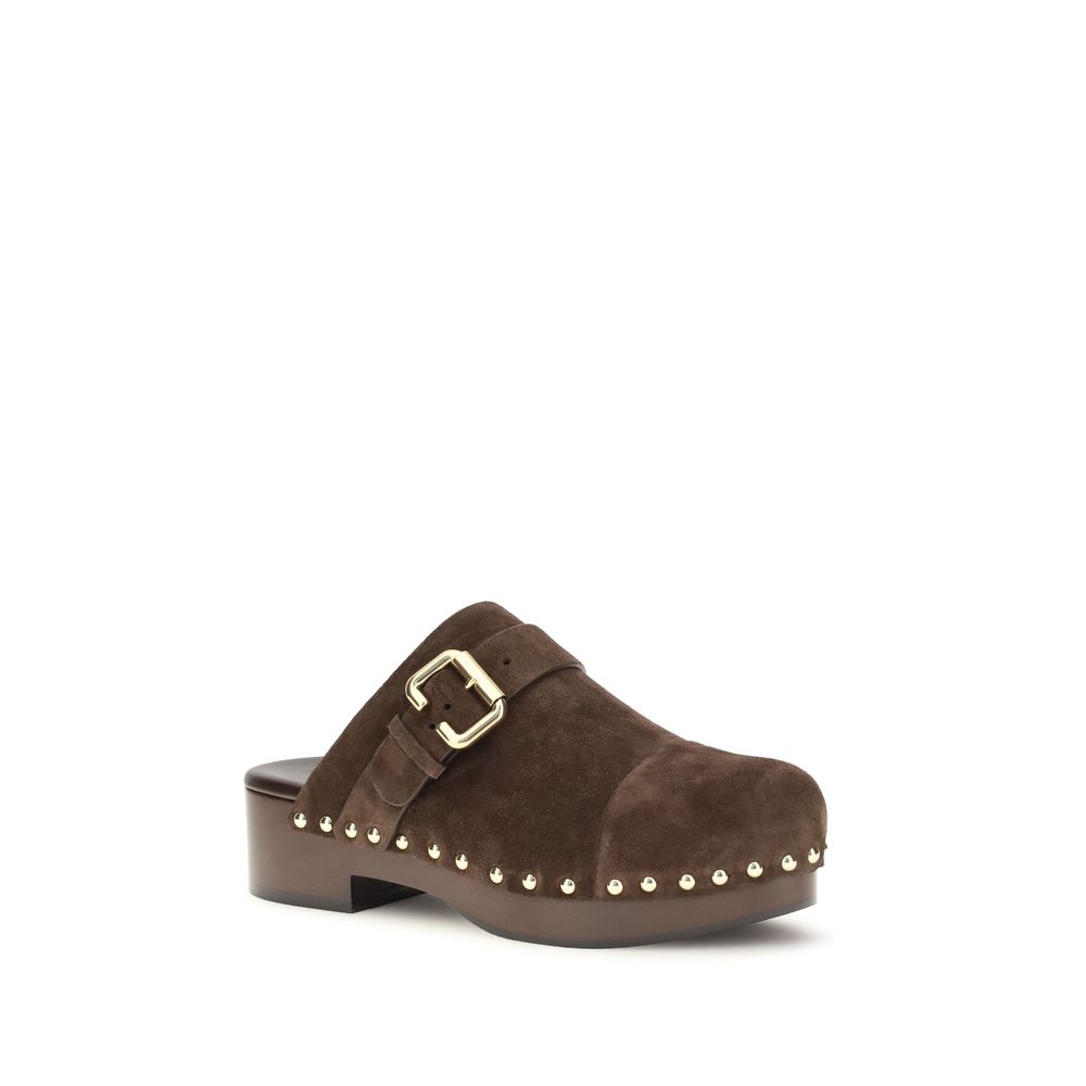 Chloé Braune Kalbsleder Bos Taurus Clogs