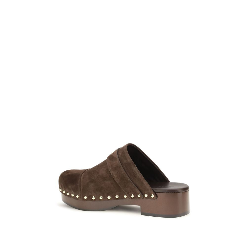 Chloé Braune Kalbsleder Bos Taurus Clogs