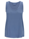 Brunello Cucinelli Ärmelloses T-Shirt aus blauer Seide