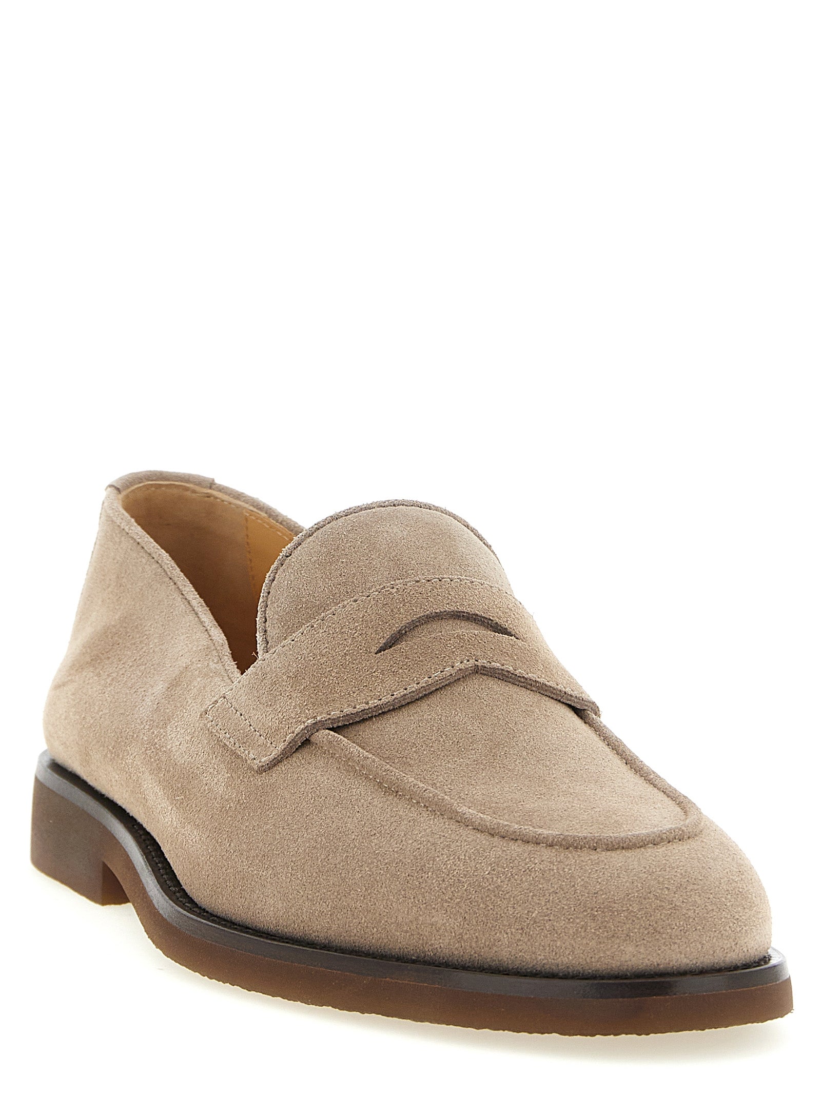 Brunello Cucinelli Graue Kalbsleder-Slipper
