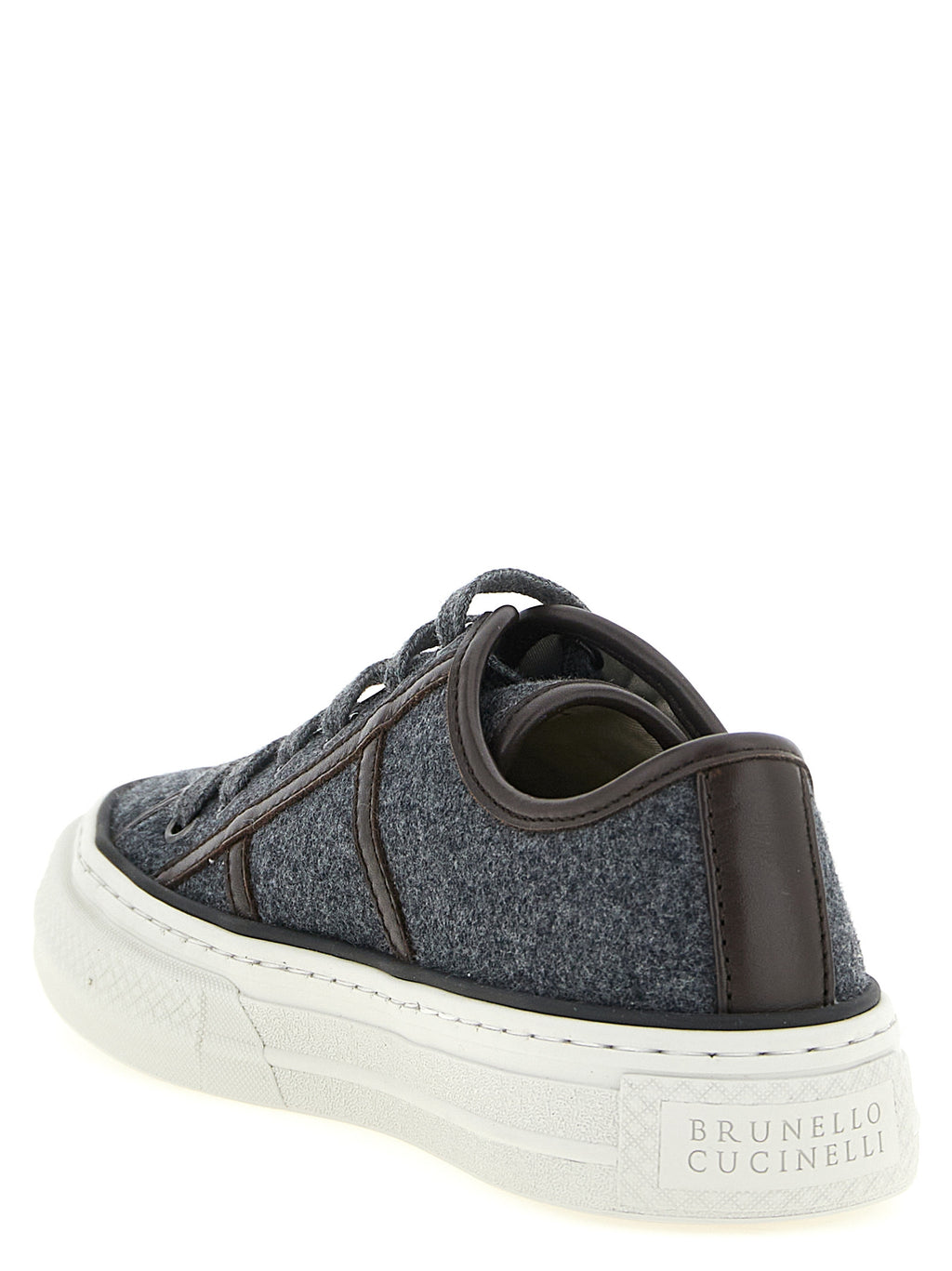 Brunello Cucinelli Graue Low-Top-Sneaker aus reiner Schurwolle
