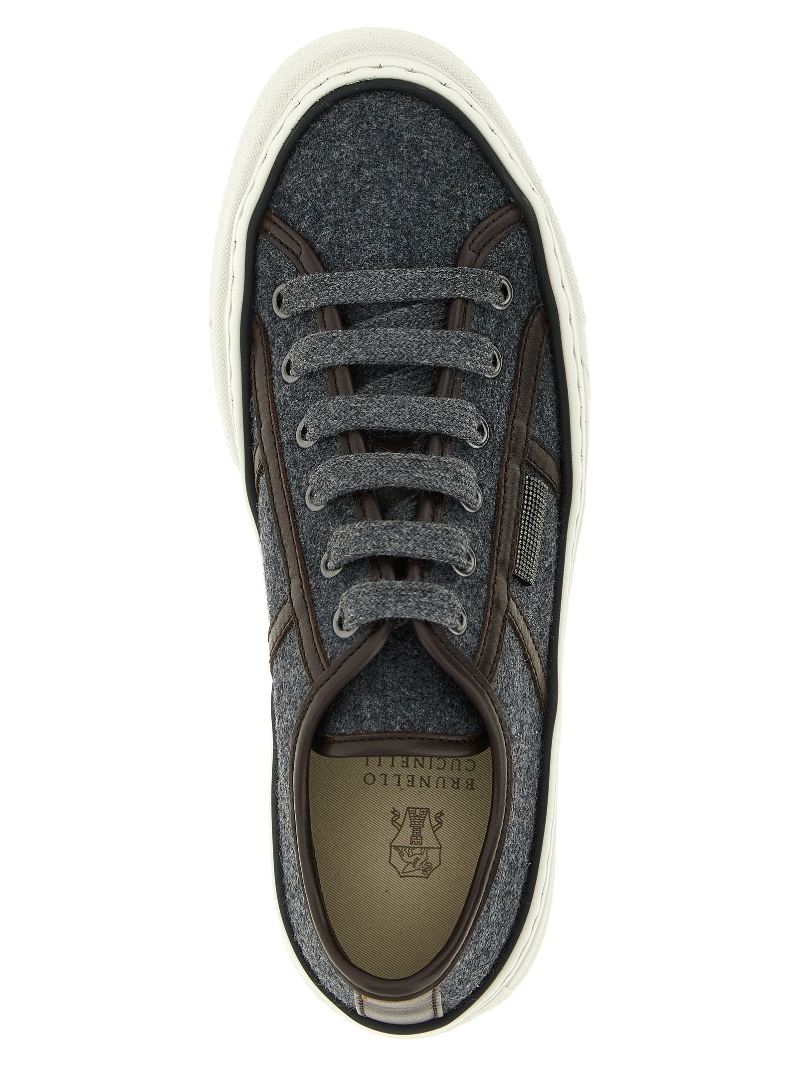 Brunello Cucinelli Graue Low-Top-Sneaker aus reiner Schurwolle