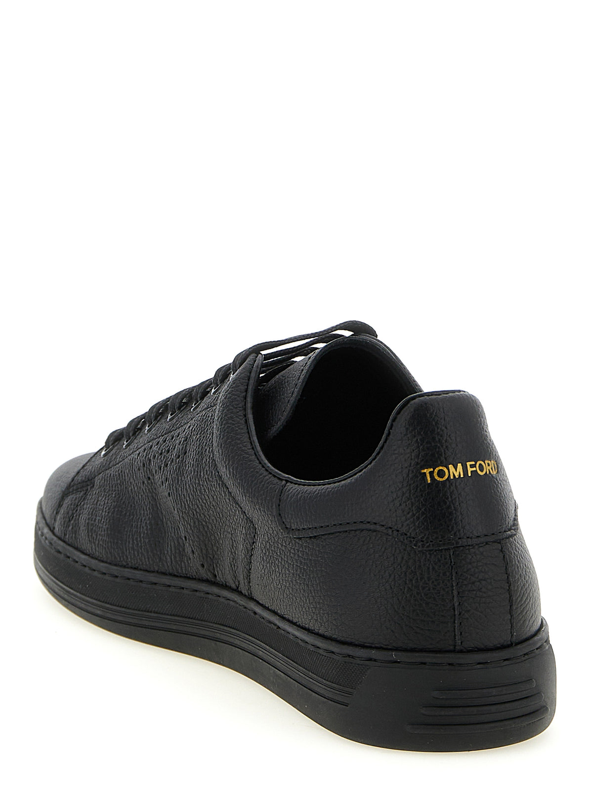 Tom Ford Schwarze Leder Low-Top-Sneaker