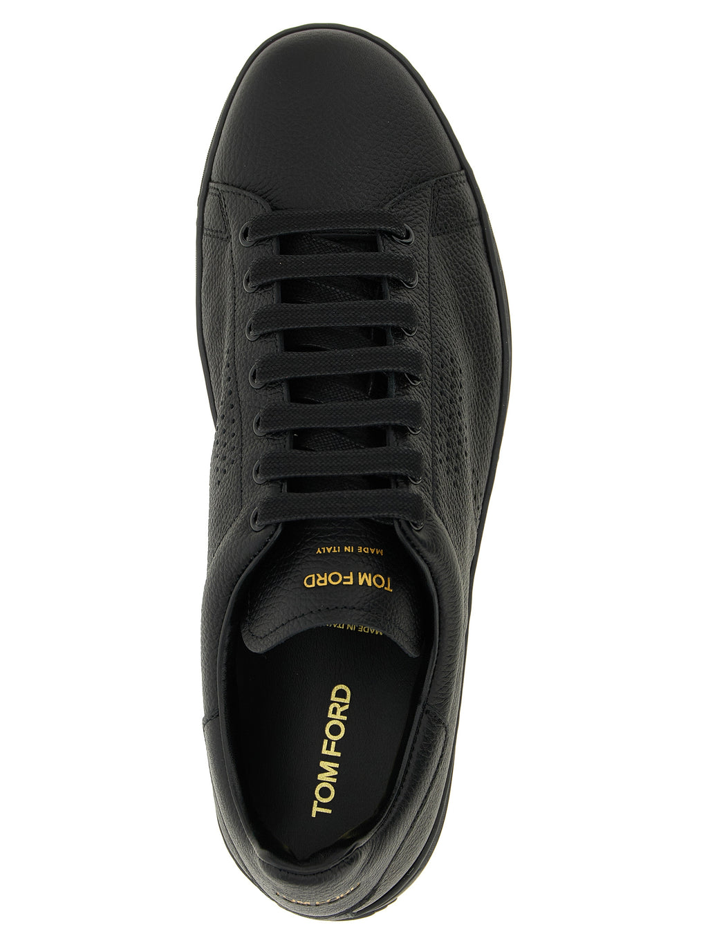 Tom Ford Schwarze Leder Low-Top-Sneaker
