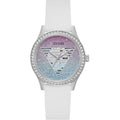 Guess Damen-Armbanduhr mit weißem Synthetikarmband – Elegante Dresswatch.