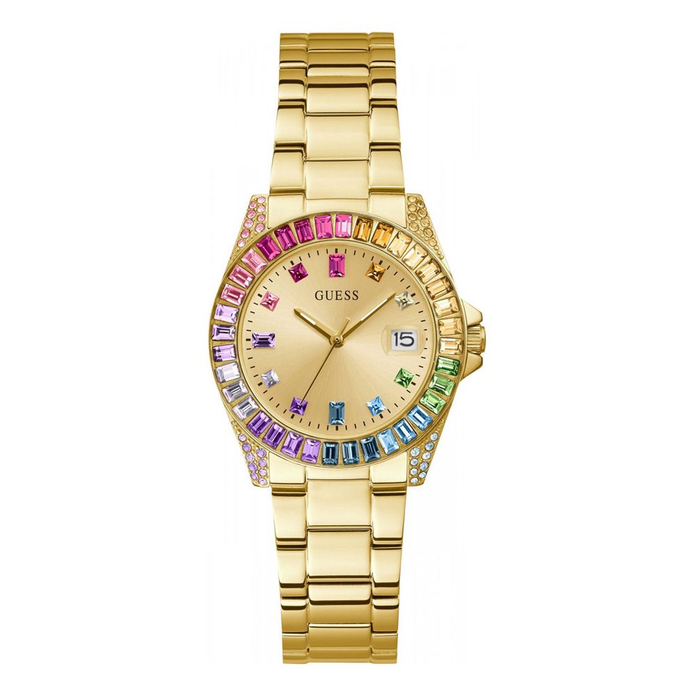 Goldfarbene Edelstahl-Dresswatch