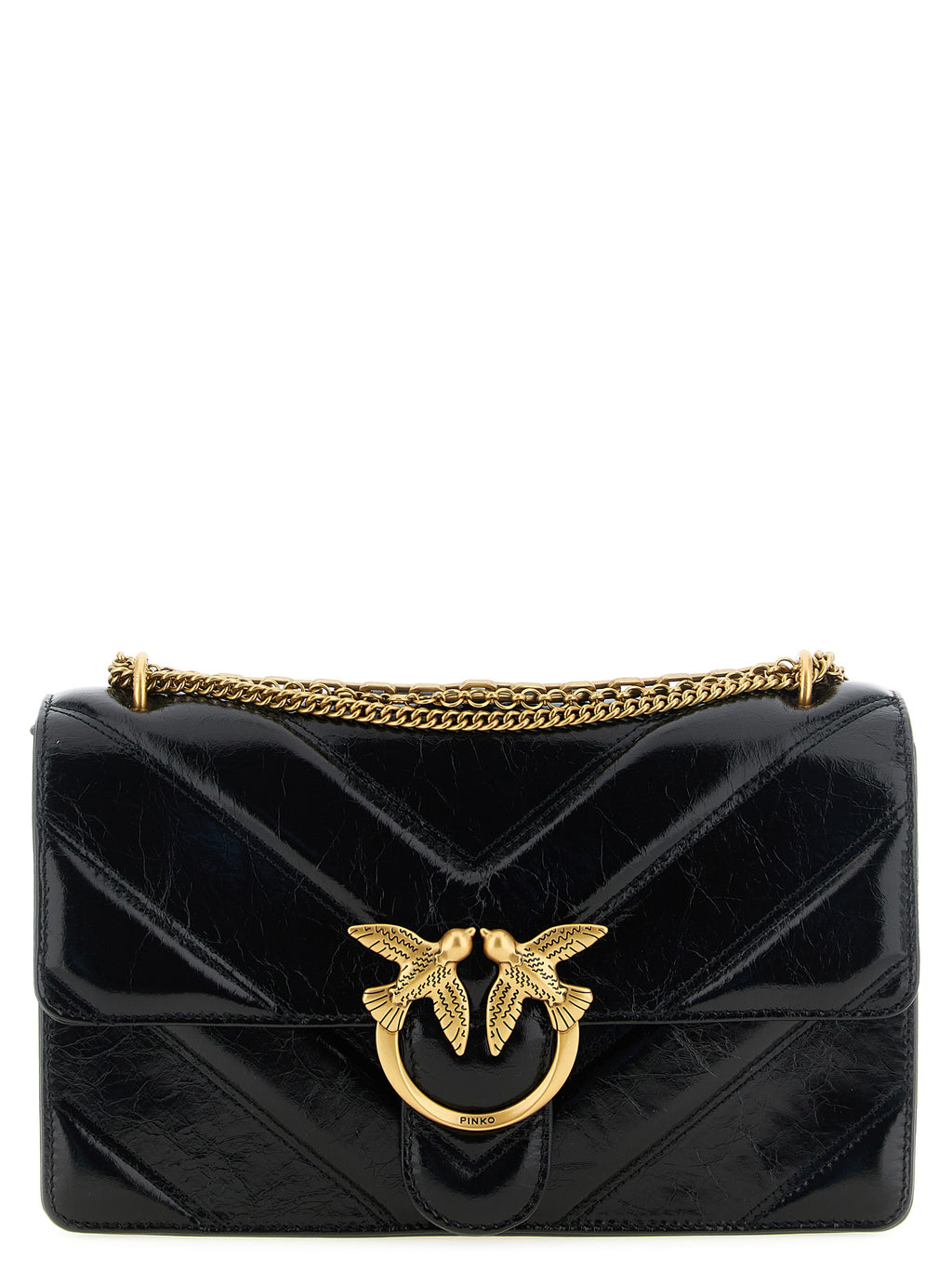 PINKO Schwarze Kalbsleder-Schultertasche