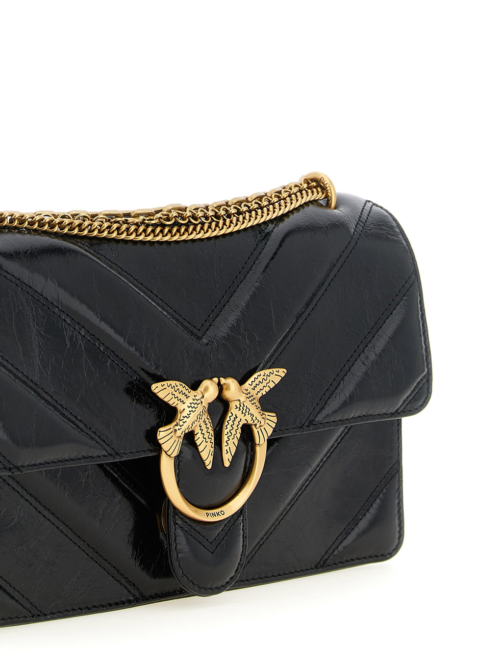 PINKO Schwarze Kalbsleder-Schultertasche