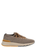 Brunello Cucinelli Graue Woll-Sneaker mit niedrigem Schaft