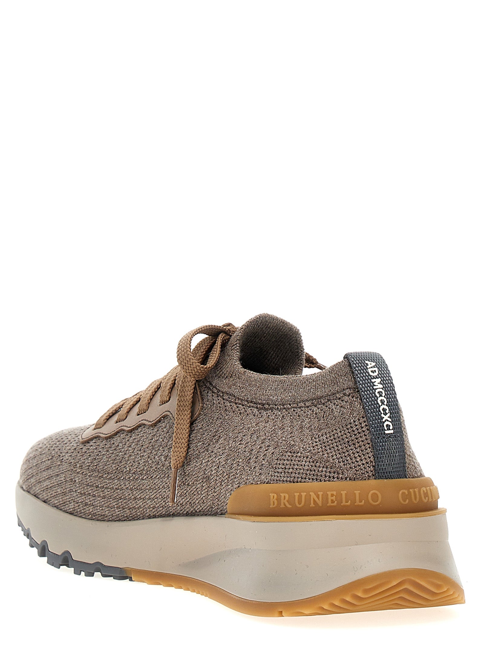 Brunello Cucinelli Graue Woll-Sneaker mit niedrigem Schaft
