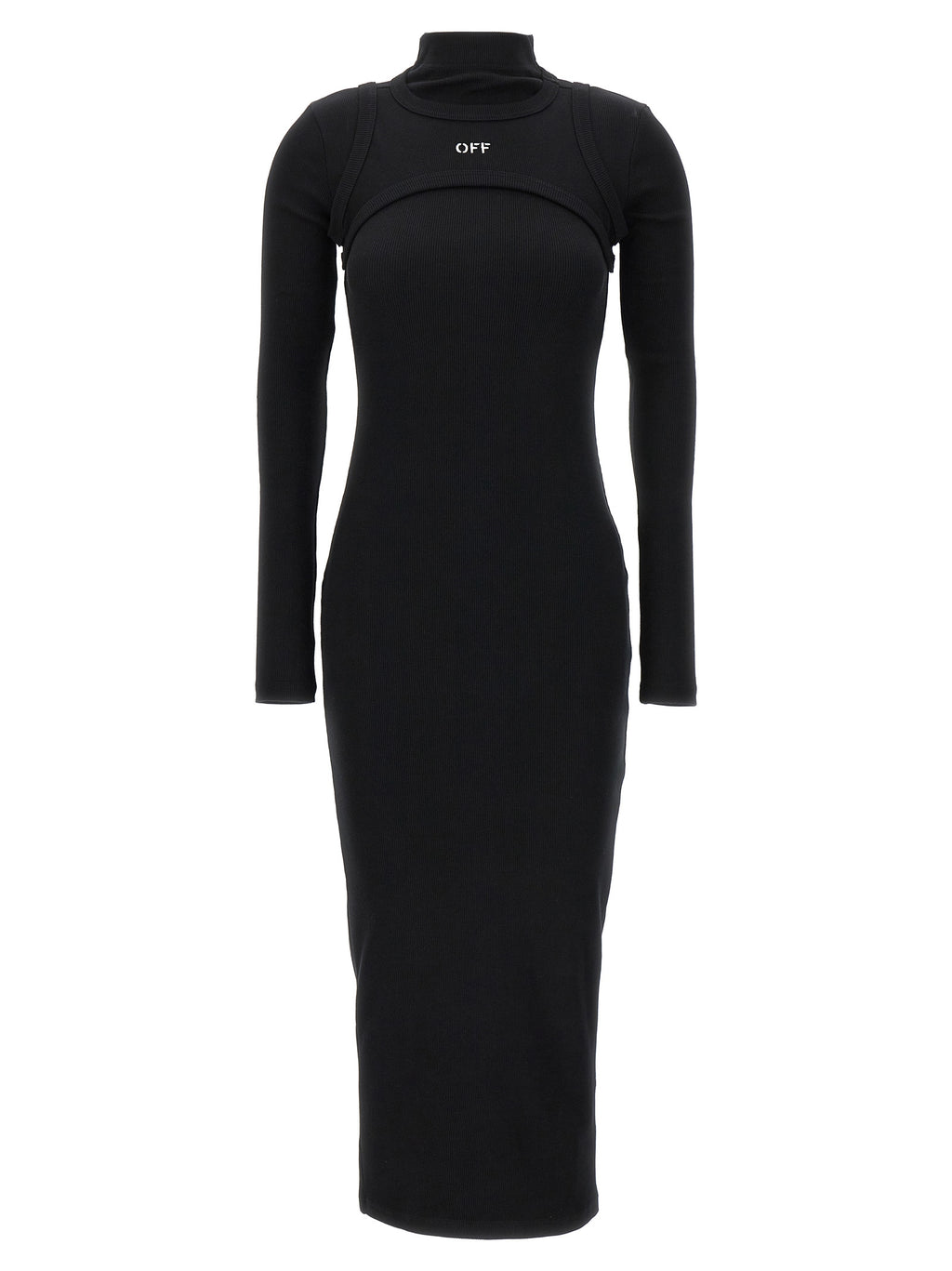 Off-White Schwarzes Baumwoll-Midikleid