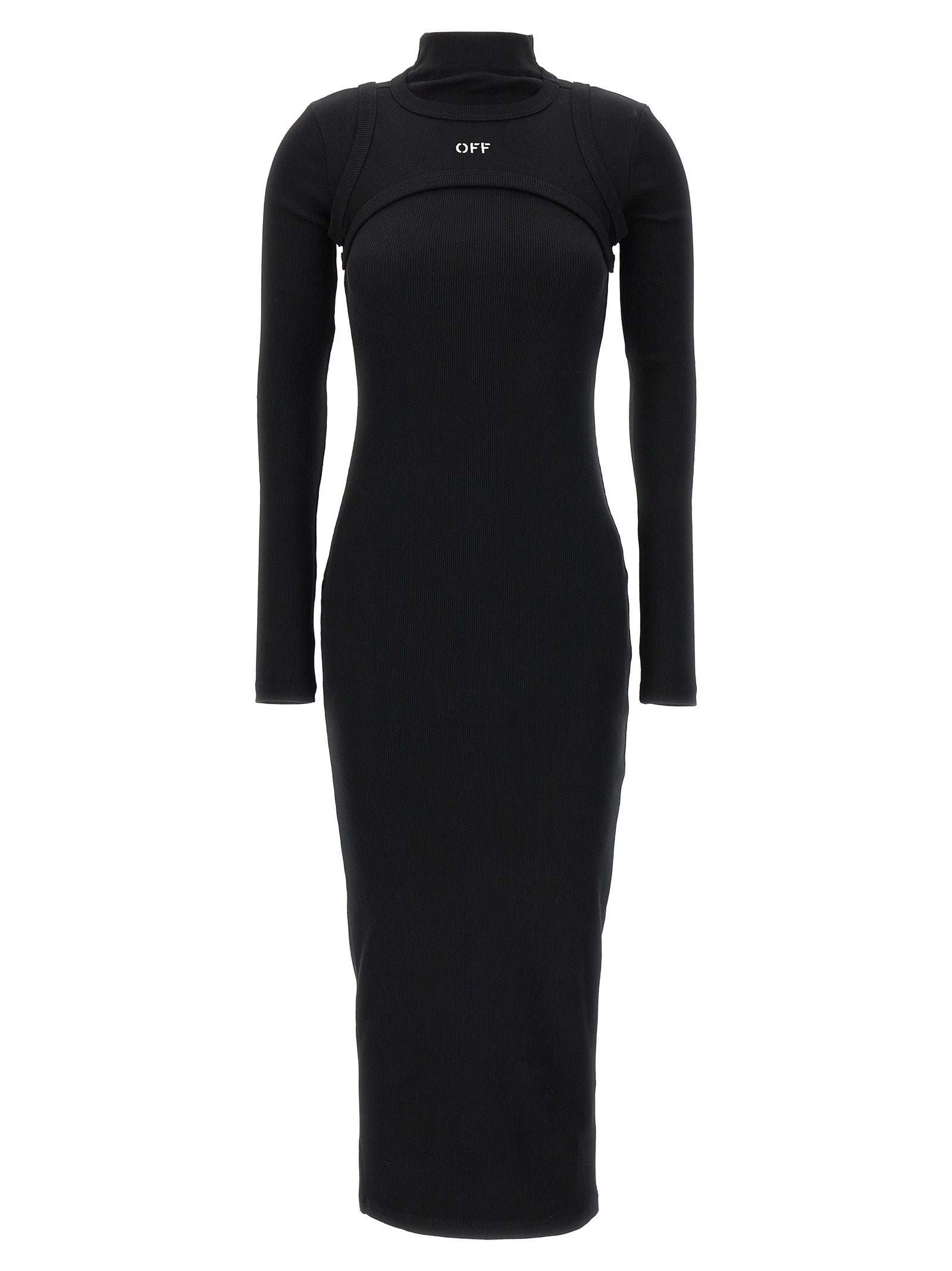 Off-White Schwarzes Baumwoll-Midikleid