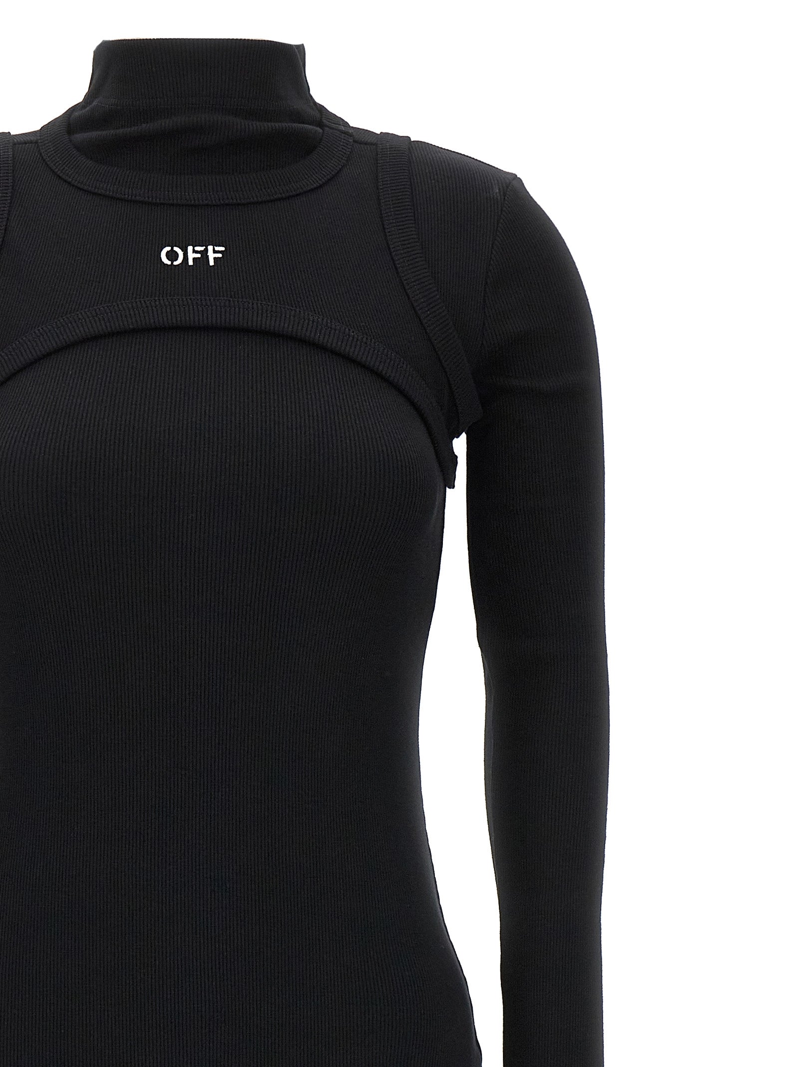 Off-White Schwarzes Baumwoll-Midikleid