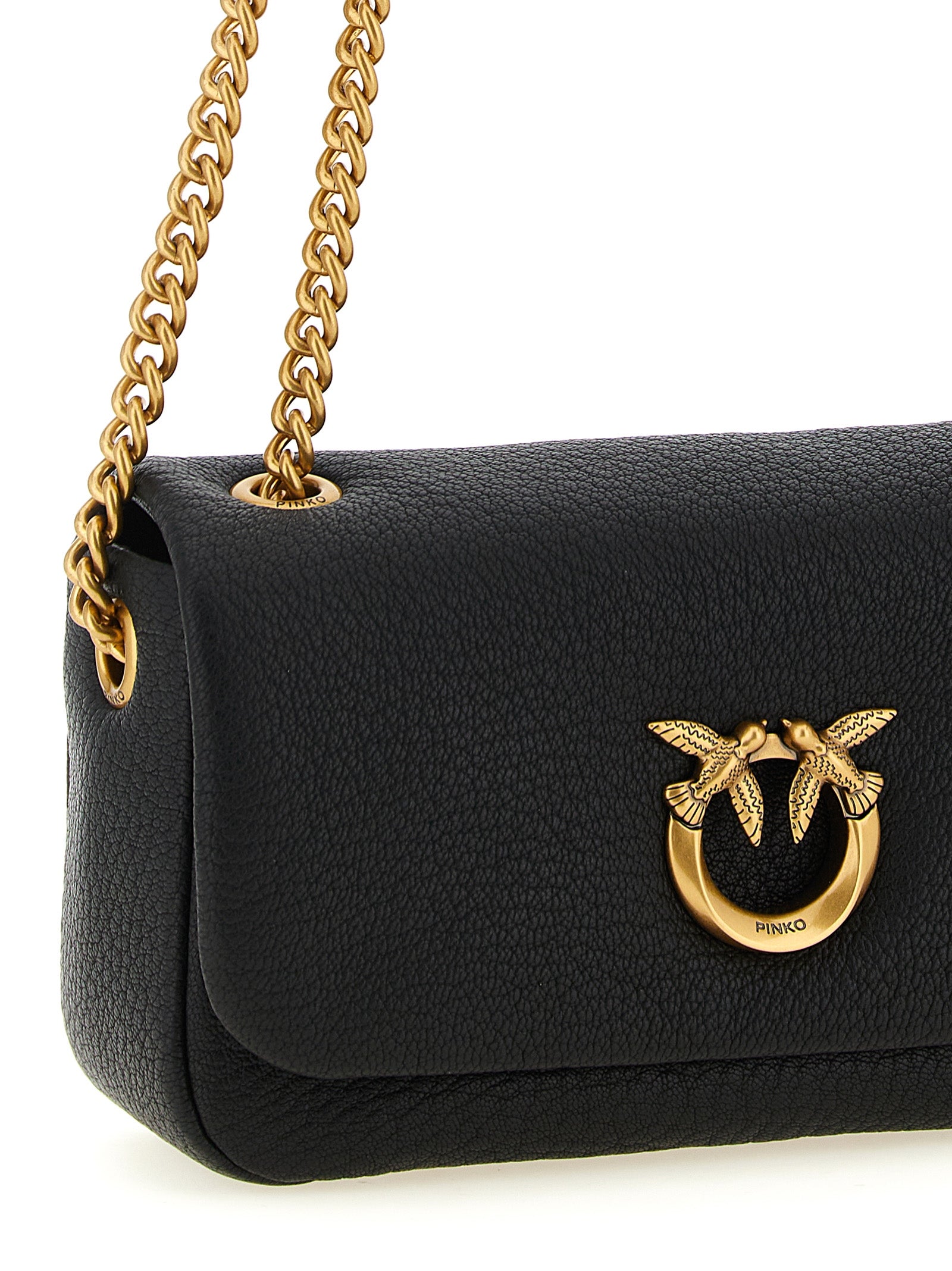 PINKO Schwarze Lammleder-Schultertasche