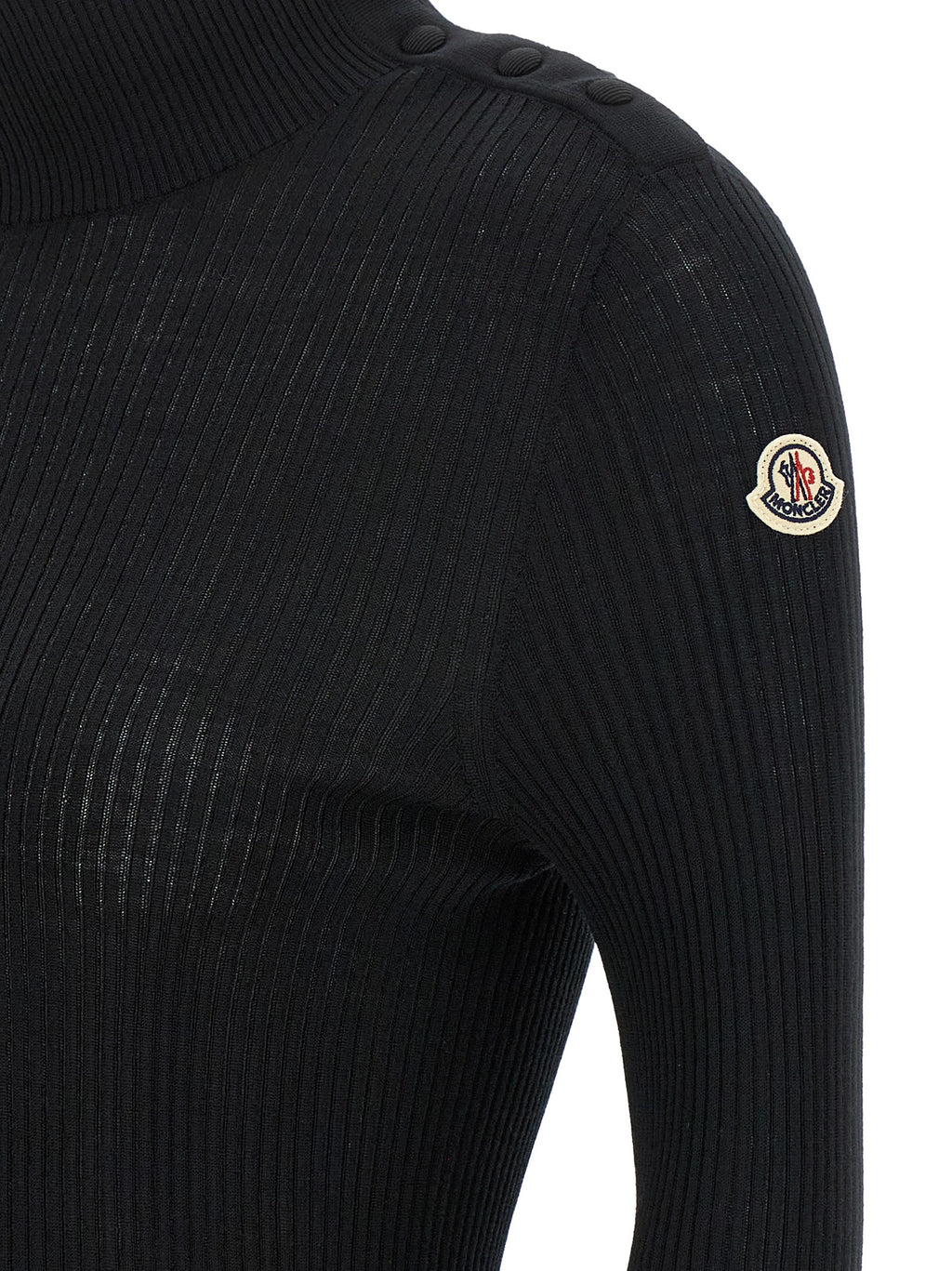 Moncler Schwarzer Cardigan aus Schurwolle