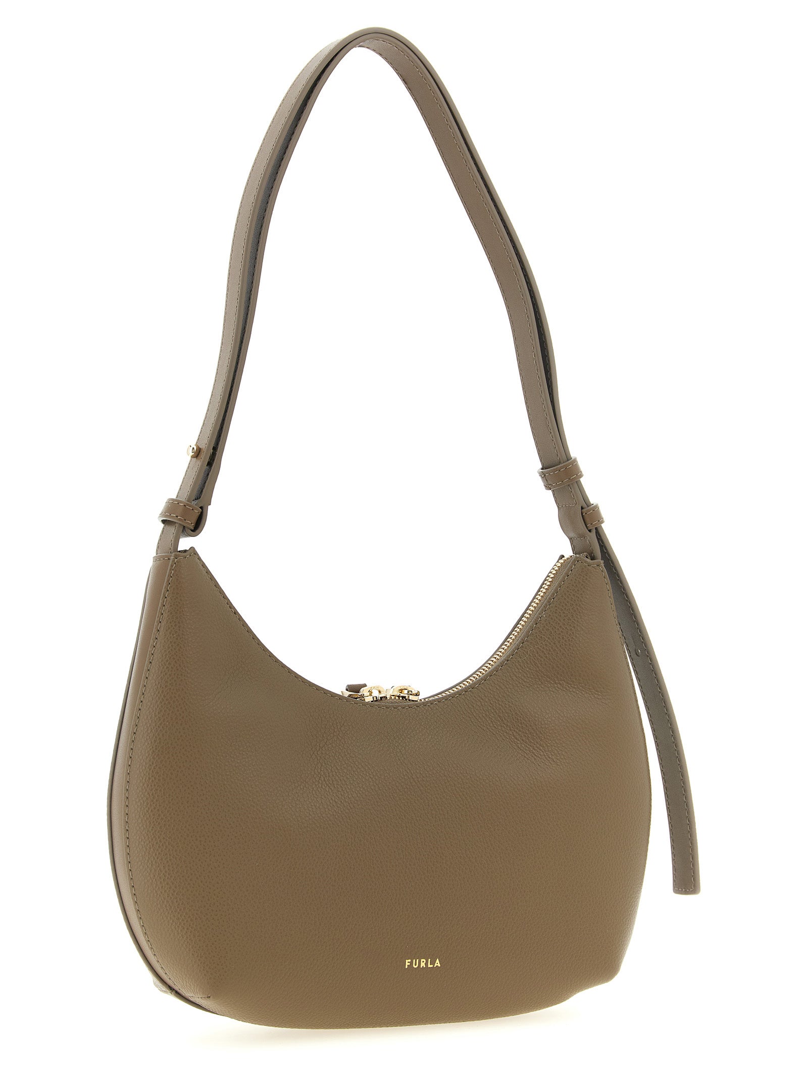 Furla Beigefarbene Kalbshaut Schultertasche