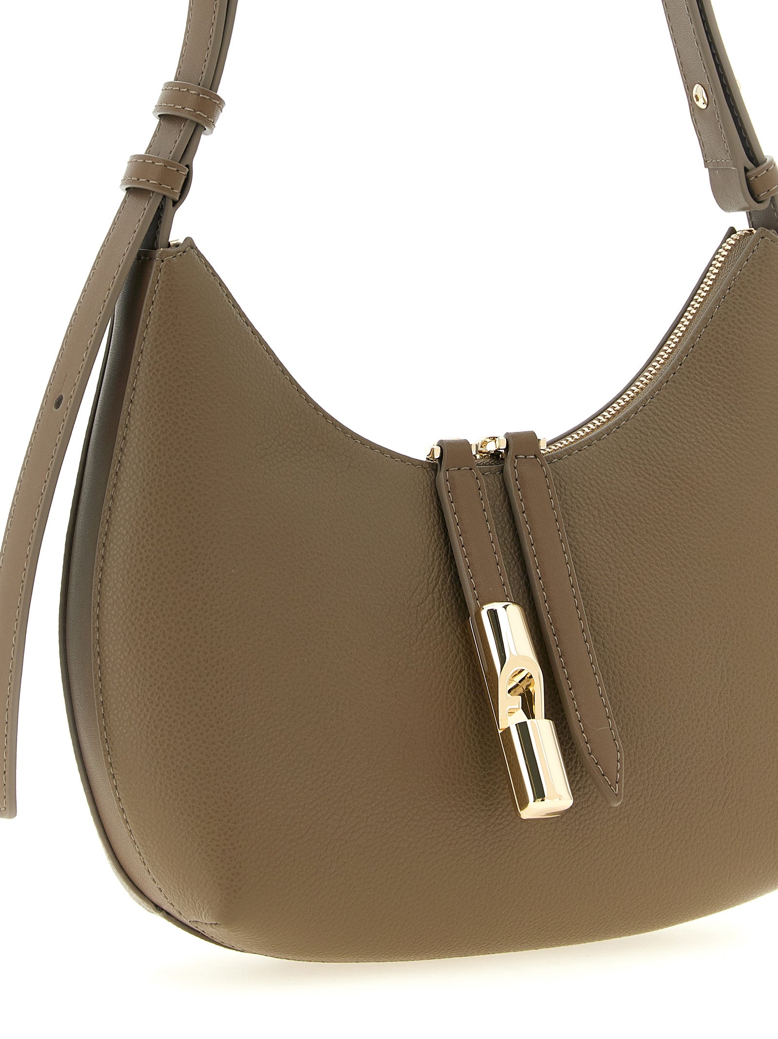 Furla Beigefarbene Kalbshaut Schultertasche