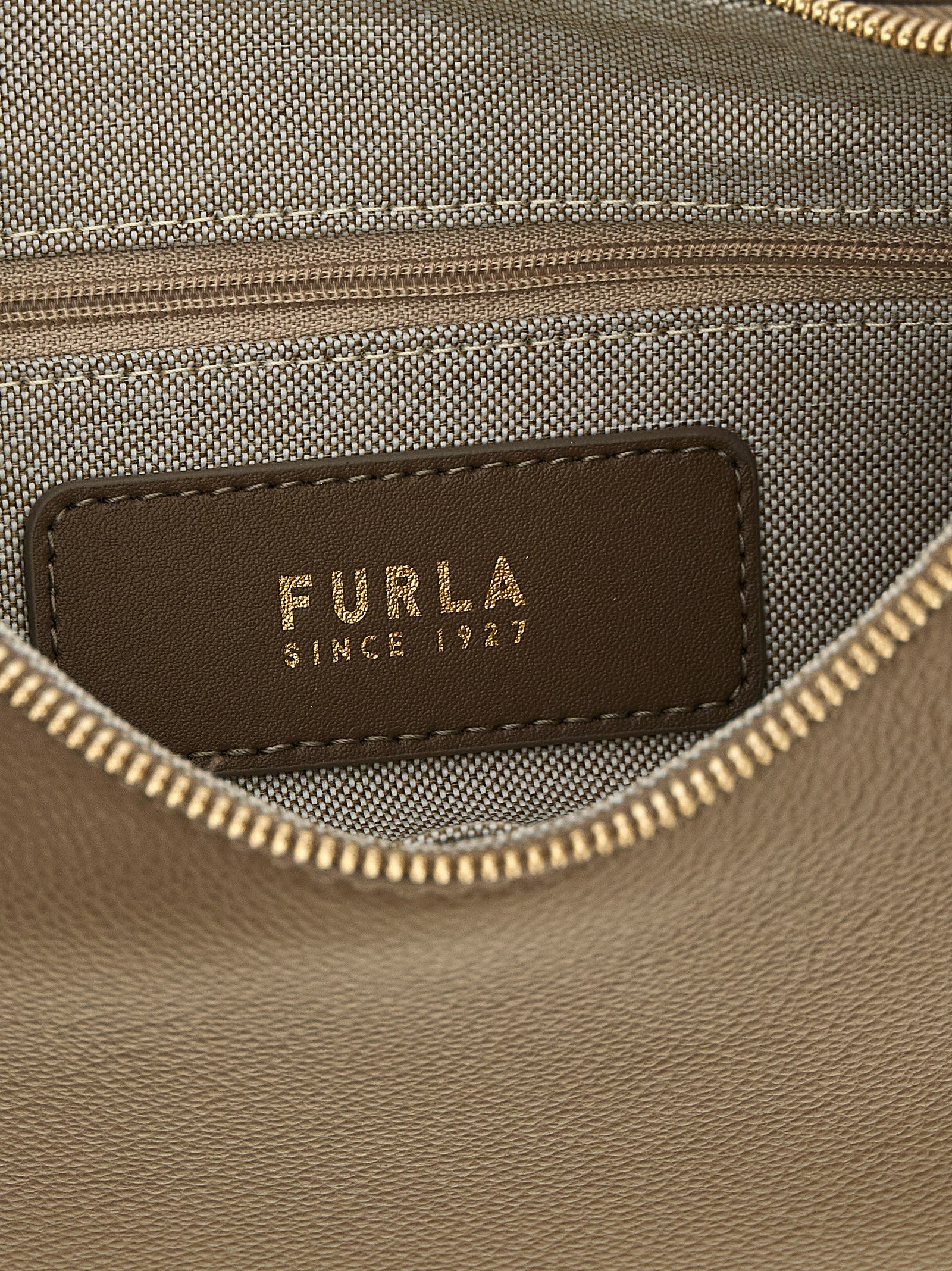 Furla Beigefarbene Kalbshaut Schultertasche
