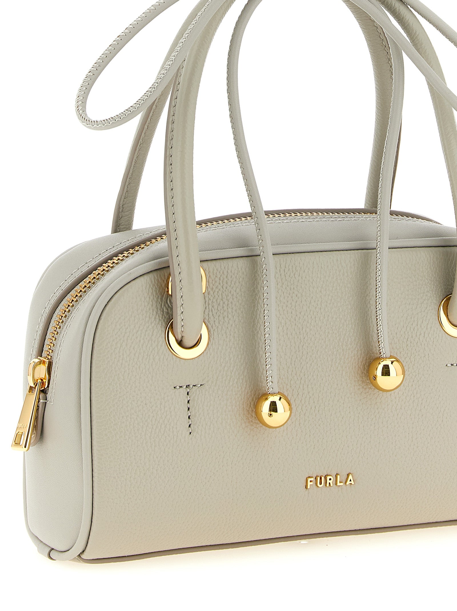 Furla Graue Kalbsleder-Handtasche